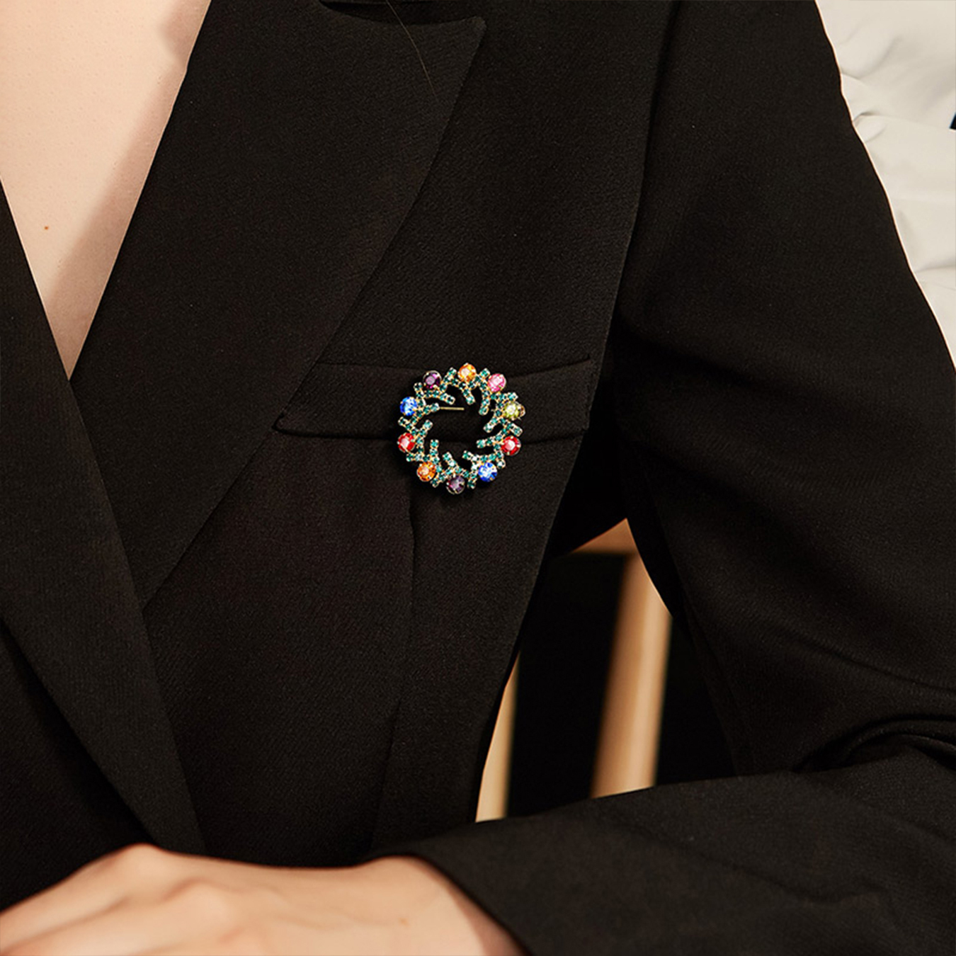 KeyStyle Jewelry Brooches Multi Color Gold Plated Crystal Brooch with Gift Box