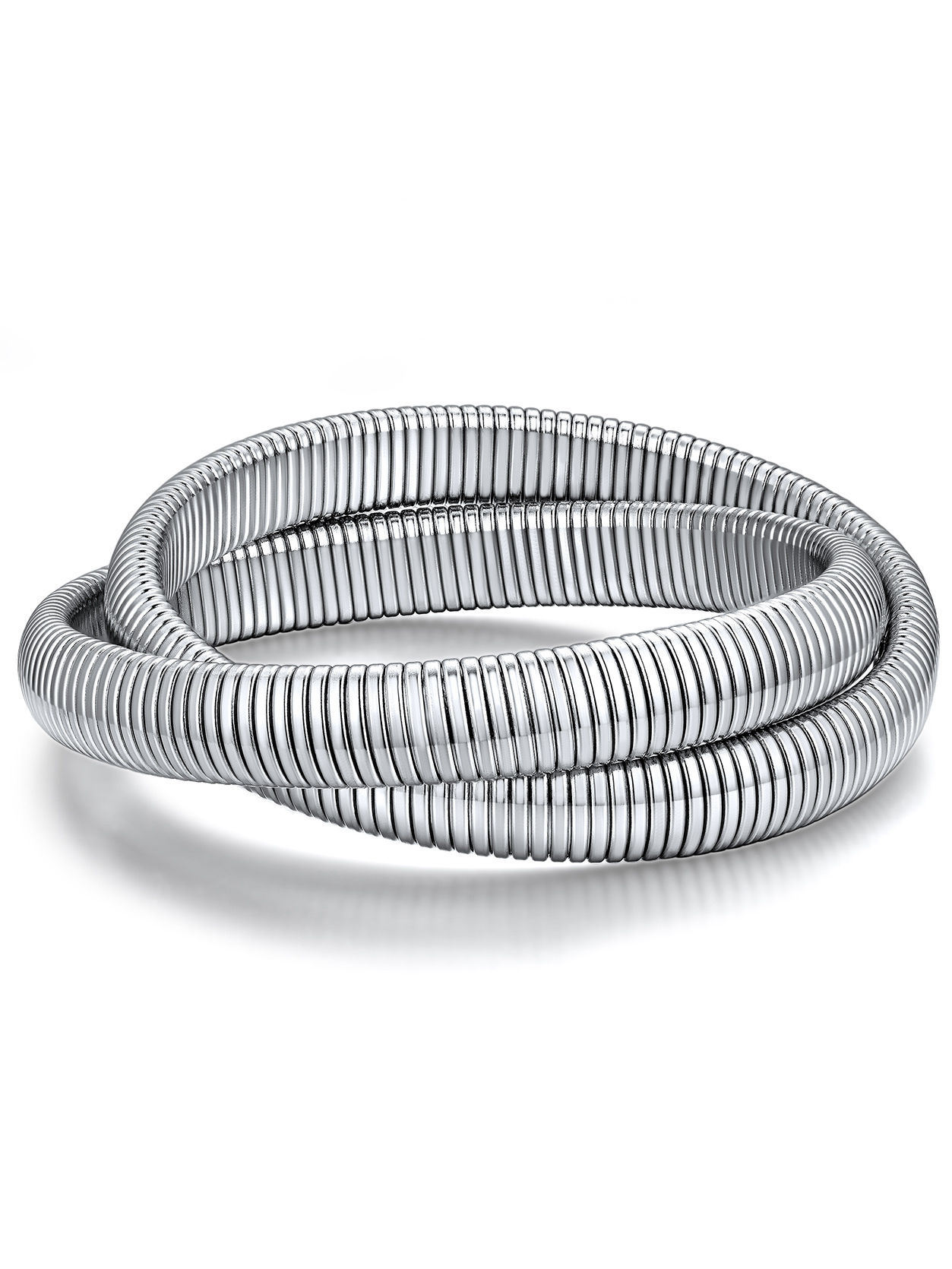 KeyStyle Bangle Bracelets for Women Snake Cobra Wide Bangle Bracelets Flexible Stretch Three Tone Twisted Bands Bracelet Birthday Jewelry Gift for Women