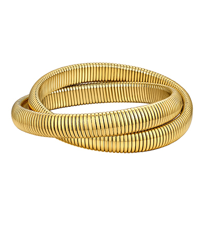 KeyStyle Bangle Bracelets for Women Snake Cobra Wide Bangle Bracelets Flexible Stretch Three Tone Twisted Bands Bracelet Birthday Jewelry Gift for Women