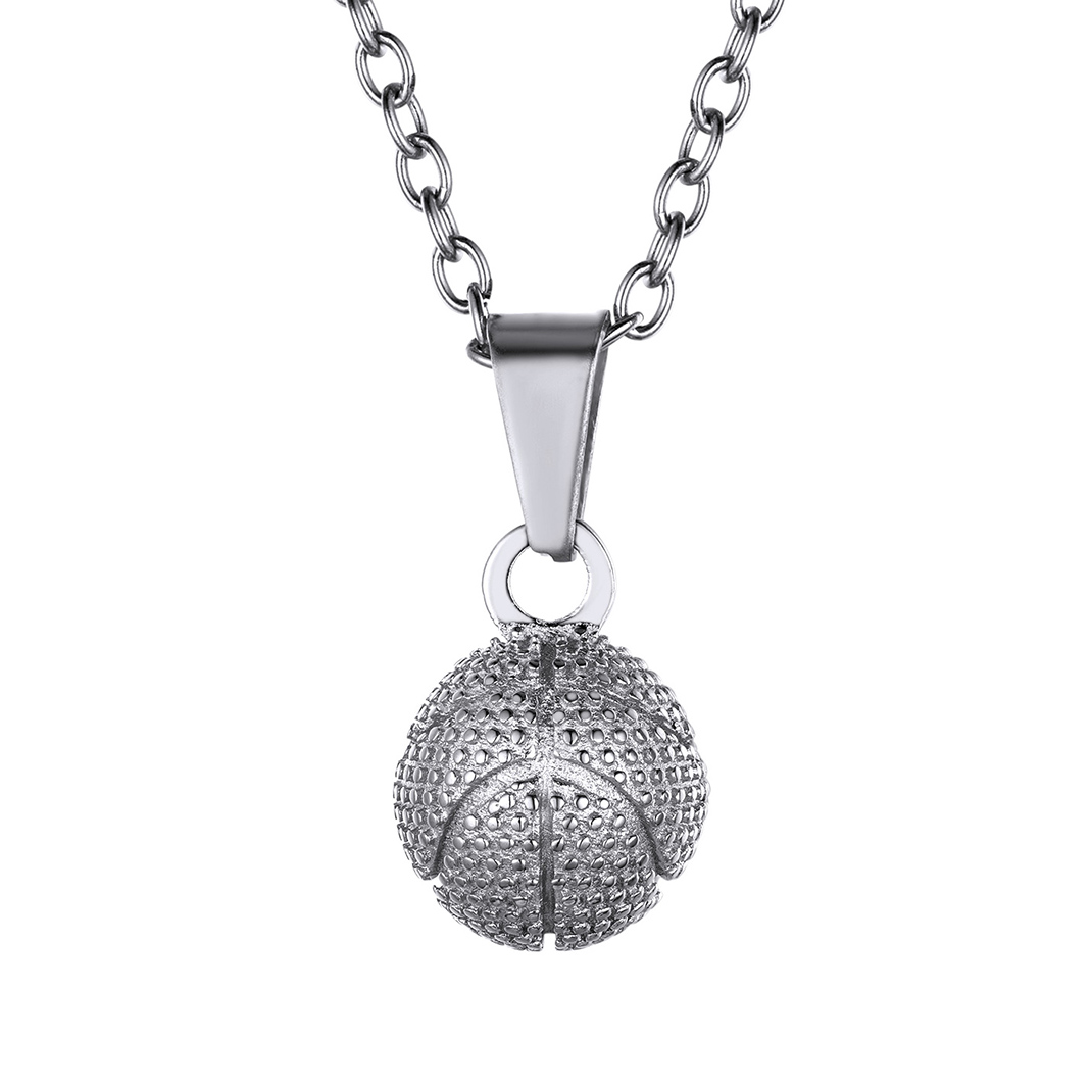 KeyStyle Football Pendant Necklaces for Men Stainless Steel Chain Necklaces for Athlete Sports Lover Necklace Valentine's Day Jewelry Gift for Husband