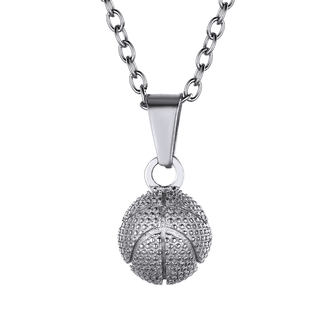 KeyStyle Football Pendant Necklaces for Men Stainless Steel Chain Necklaces for Athlete Sports Lover Necklace Valentine's Day Jewelry Gift for Husband