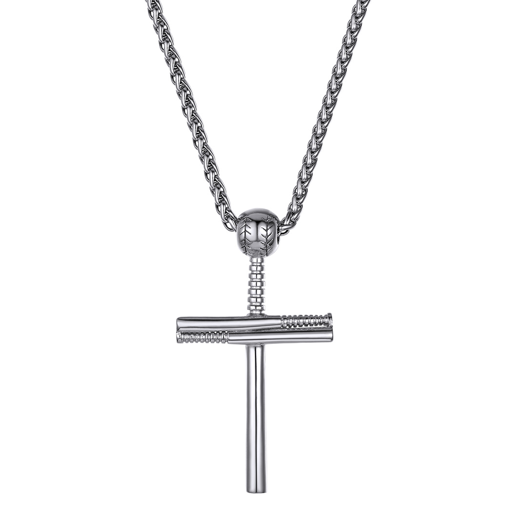 KeyStyle Football Pendant Necklaces for Men Stainless Steel Chain Necklaces for Athlete Sports Lover Necklace Valentine's Day Jewelry Gift for Husband