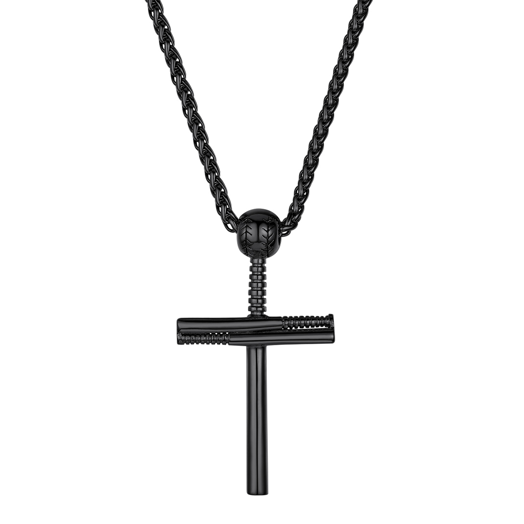 KeyStyle Football Pendant Necklaces for Men Stainless Steel Chain Necklaces for Athlete Sports Lover Necklace Valentine's Day Jewelry Gift for Husband