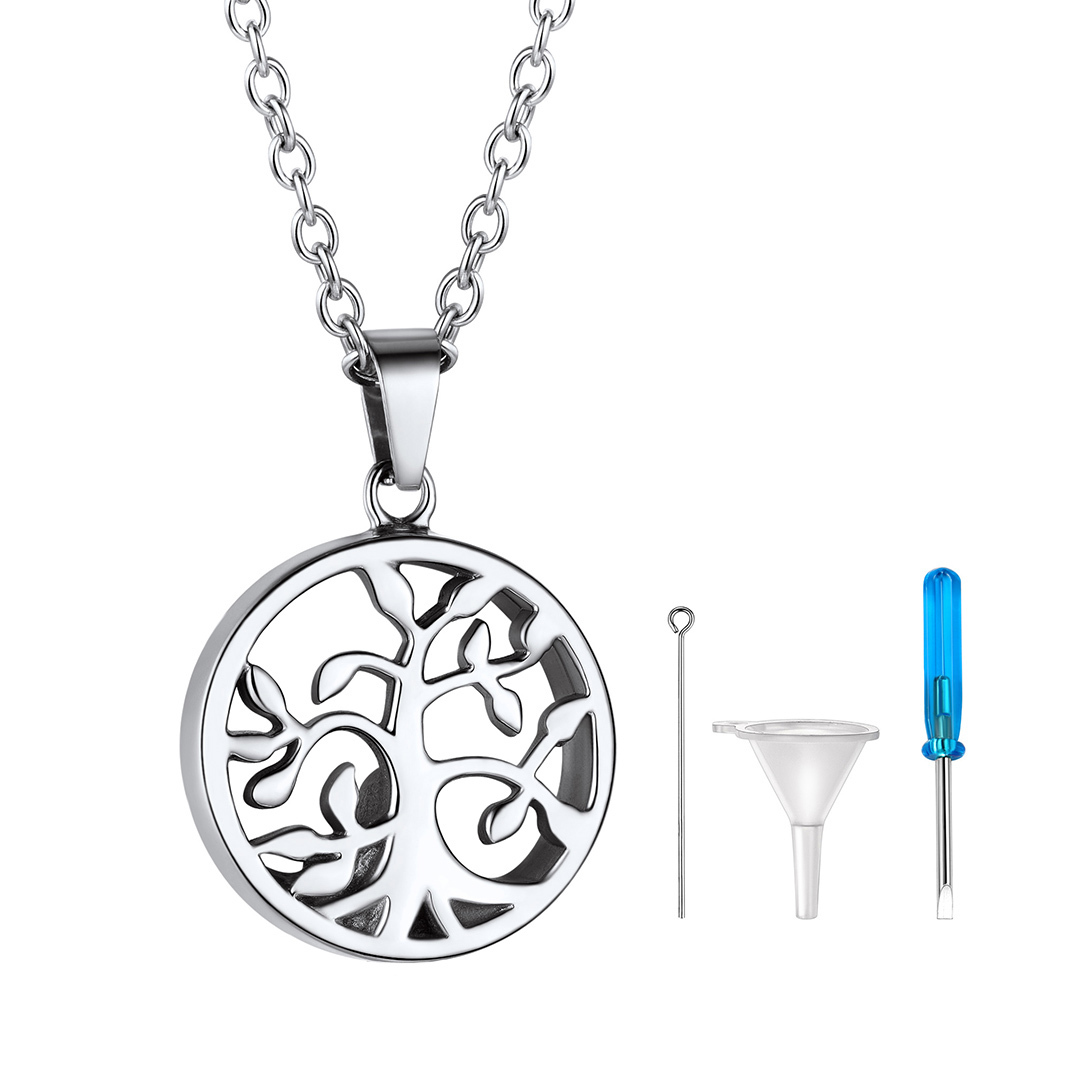 KeyStyle Urn Necklaces for Ashes Stainless Steel Pendant Necklaces for Women Memorial Jewelry for Ashes Holder Cube Keepsake Necklace