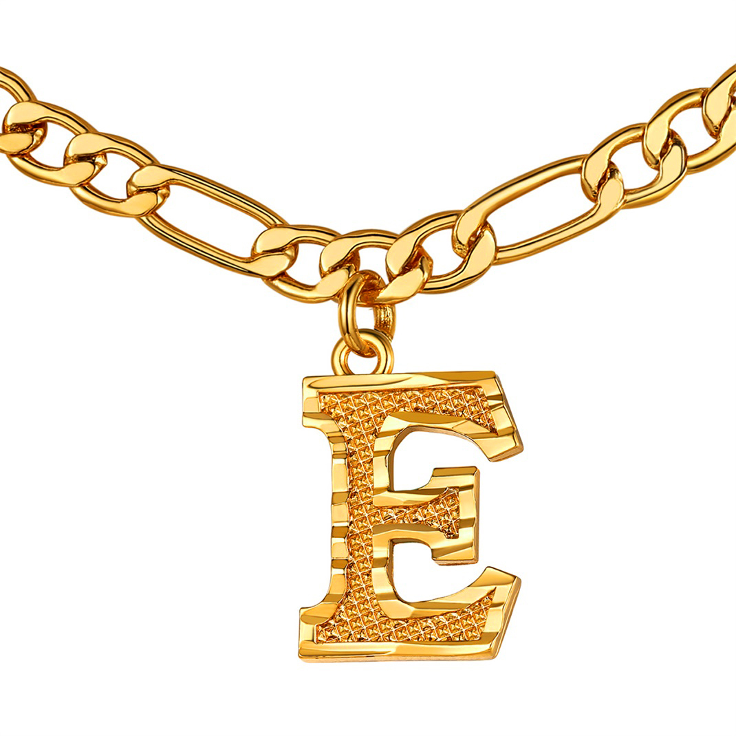 KeyStyle Initial Necklace for Women Gold Plated Figaro Chain Initial Pendant Necklace Alphabet Letter Choker Necklaces for Men & Women Birthday Gift for Her