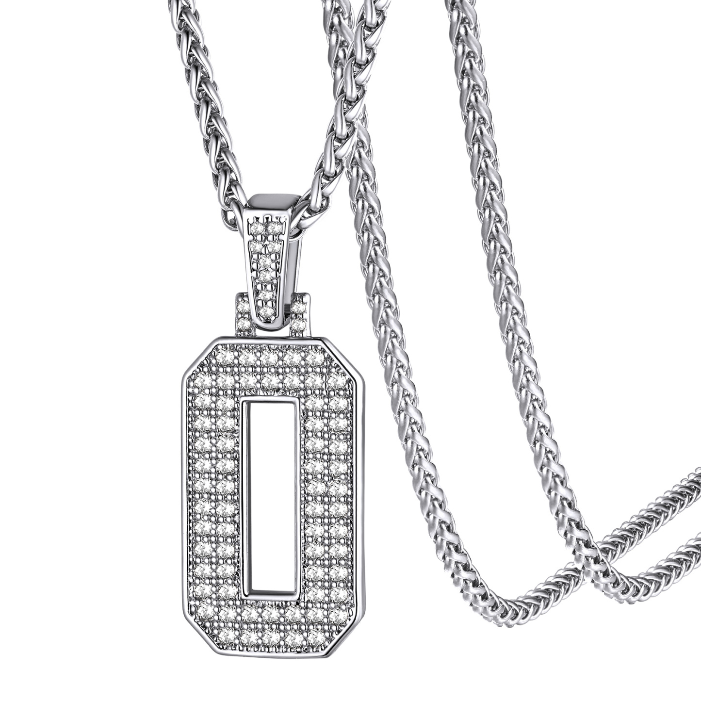 KeyStyle Number Pendant Necklace Sport Athletes Number Necklace for Men with Cubic Zirconia Hip Hop Jewelry for Women & Men, Number 0-9 Chain Necklace