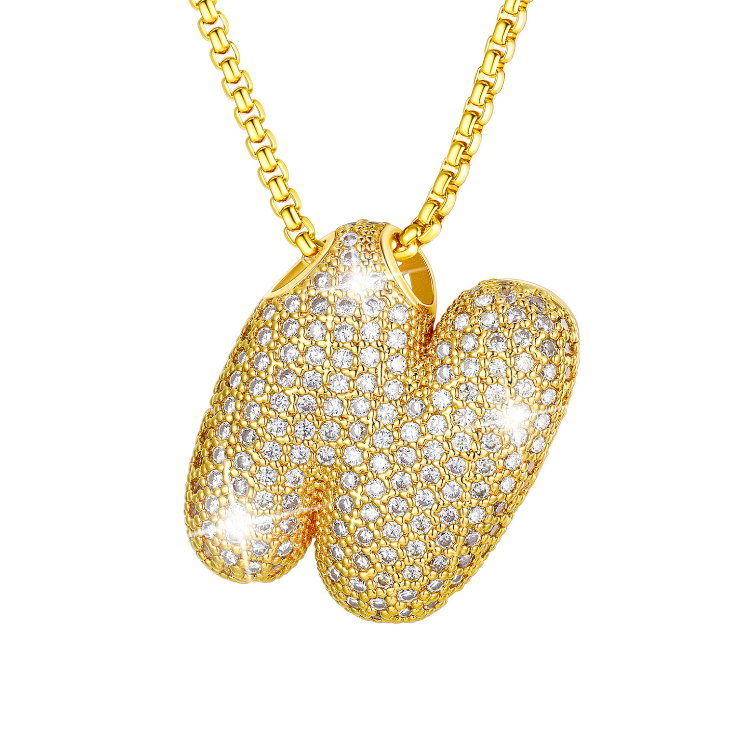 KeyStyle Initial Necklace for Women Shiny Gold Bubble Letter Necklace Alphabet Adjustable Personalized Jewelry Birthday Gift for Women