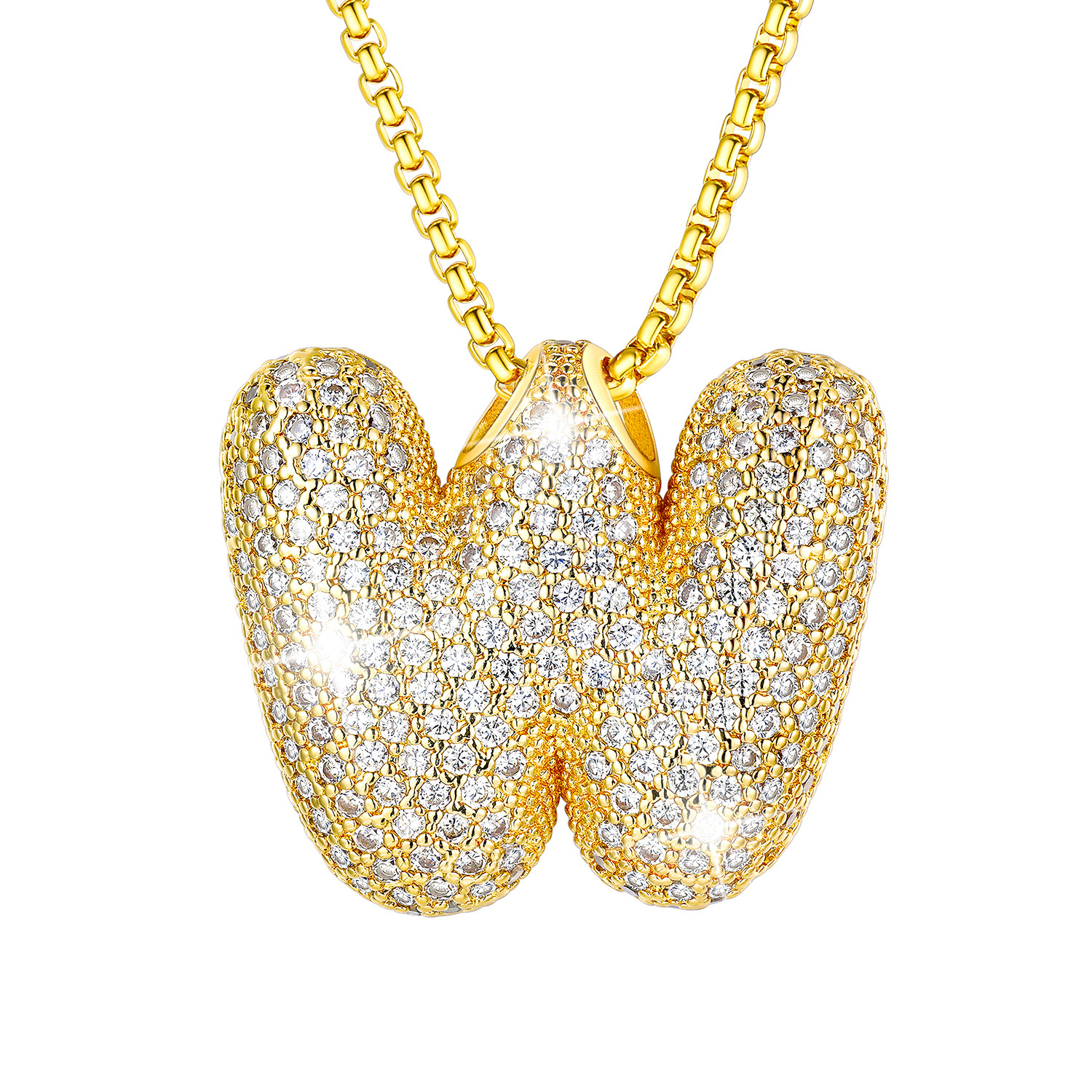 KeyStyle Initial Necklace for Women Shiny Gold Bubble Letter Necklace Alphabet Adjustable Personalized Jewelry Birthday Gift for Women