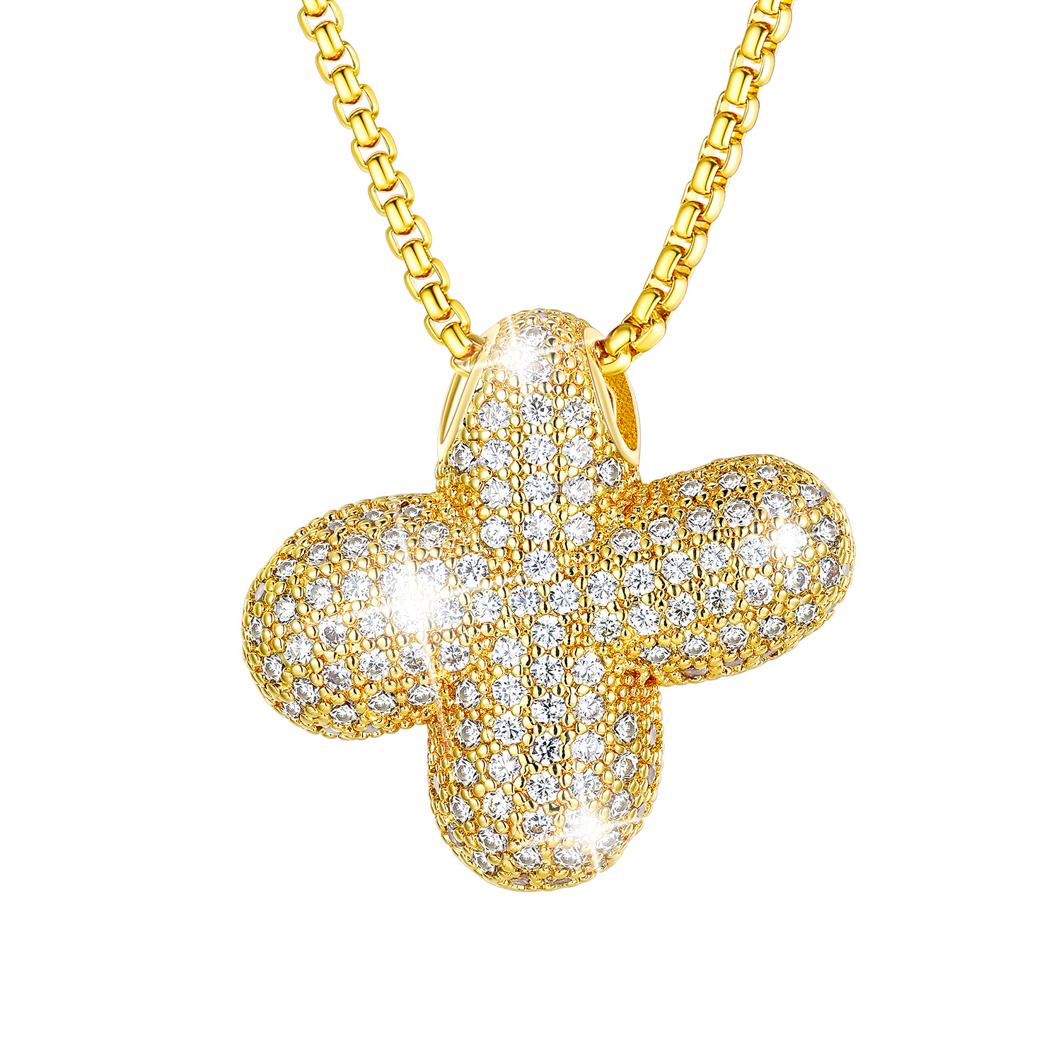 KeyStyle Initial Necklace for Women Shiny Gold Bubble Letter Necklace Alphabet Adjustable Personalized Jewelry Birthday Gift for Women