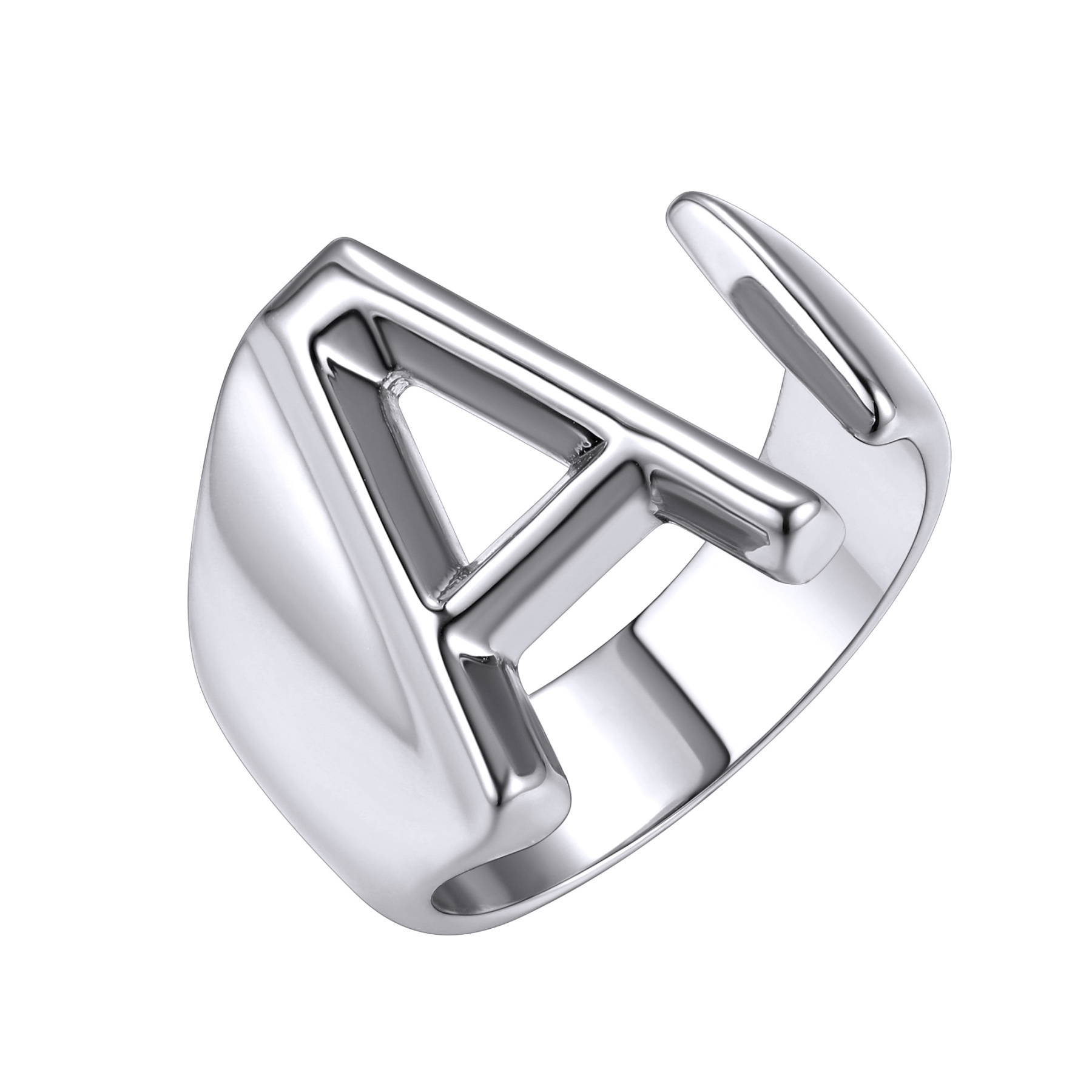 KeyStyle Gold Initial Ring for Women Alphabet Letter Ring Adjustable 14K Gold Plated Personalized Bold Statement Jewelry Stacking Ring Gifts for Her