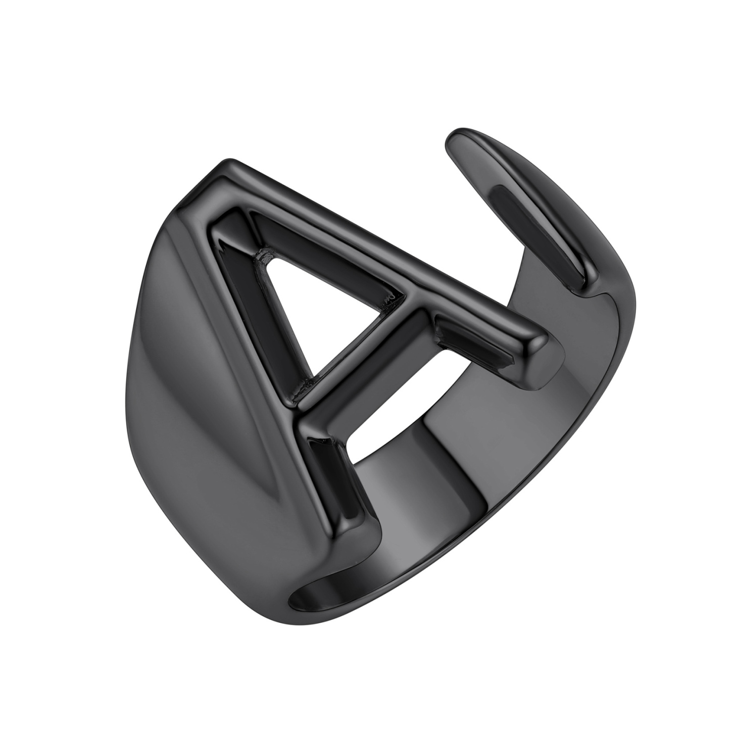 KeyStyle Gold Initial Ring for Women Alphabet Letter Ring Adjustable 14K Gold Plated Personalized Bold Statement Jewelry Stacking Ring Gifts for Her