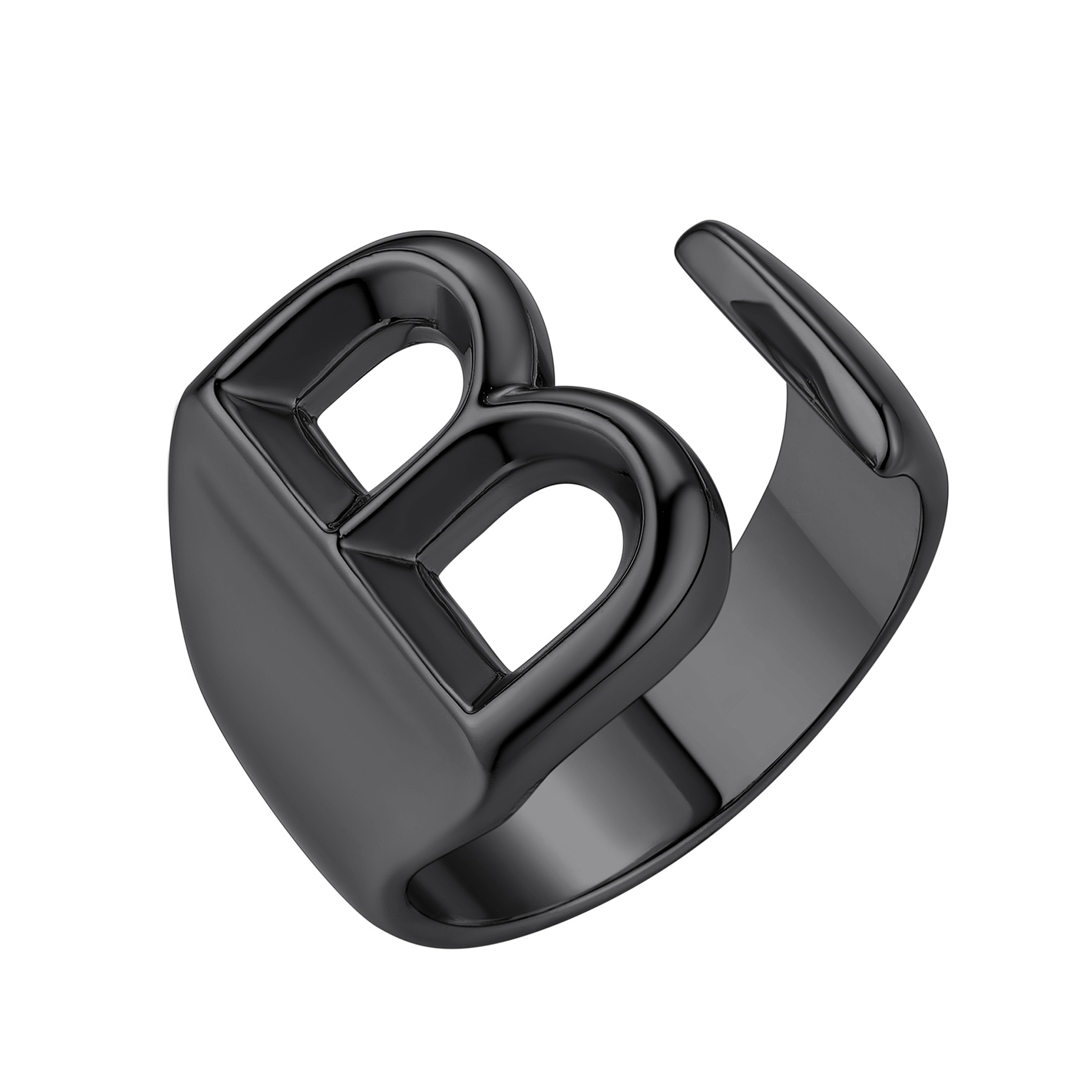 KeyStyle Gold Initial Ring for Women Alphabet Letter Ring Adjustable 14K Gold Plated Personalized Bold Statement Jewelry Stacking Ring Gifts for Her