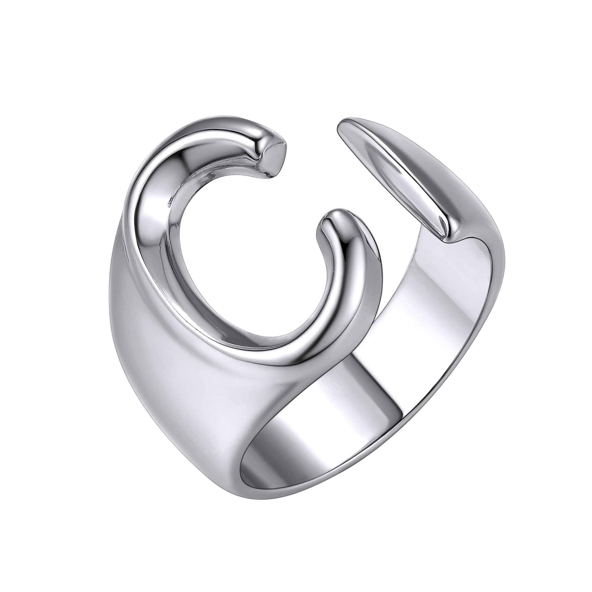 KeyStyle Gold Initial Ring for Women Alphabet Letter Ring Adjustable 14K Gold Plated Personalized Bold Statement Jewelry Stacking Ring Gifts for Her