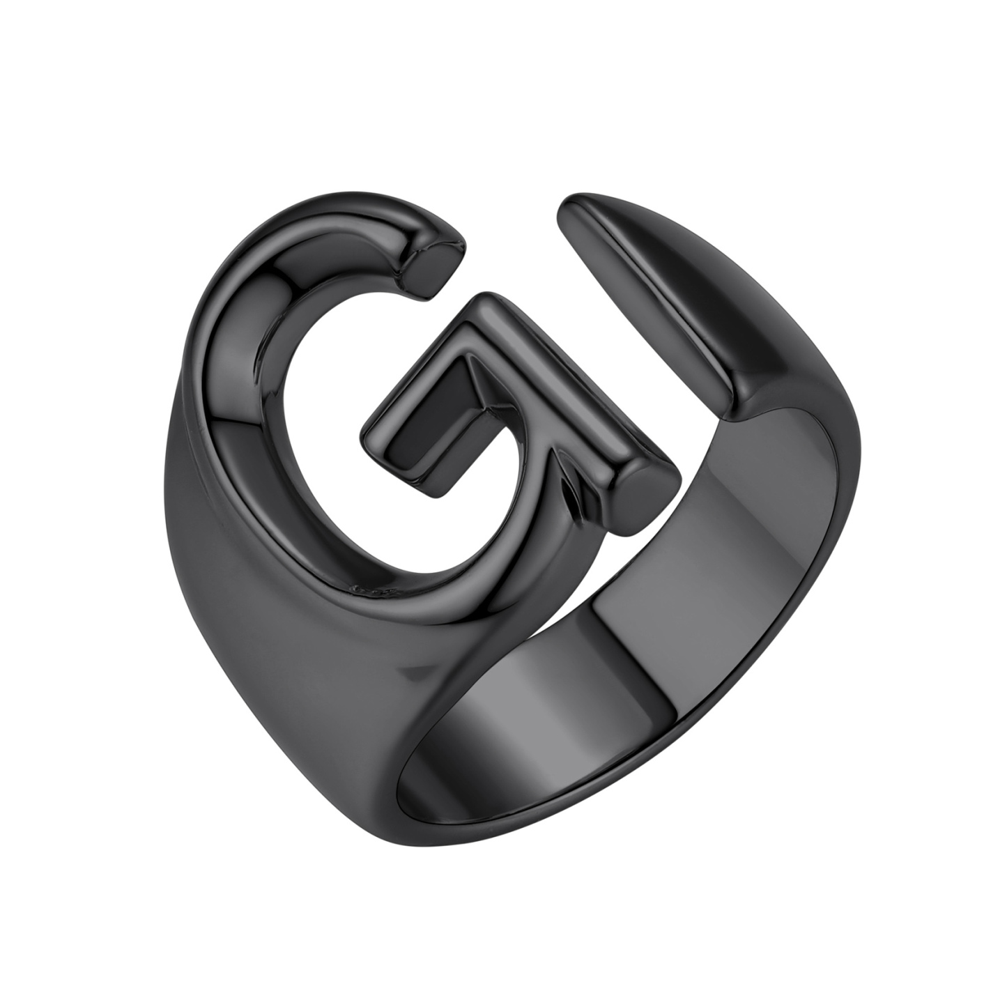 KeyStyle Gold Initial Ring for Women Alphabet Letter Ring Adjustable 14K Gold Plated Personalized Bold Statement Jewelry Stacking Ring Gifts for Her