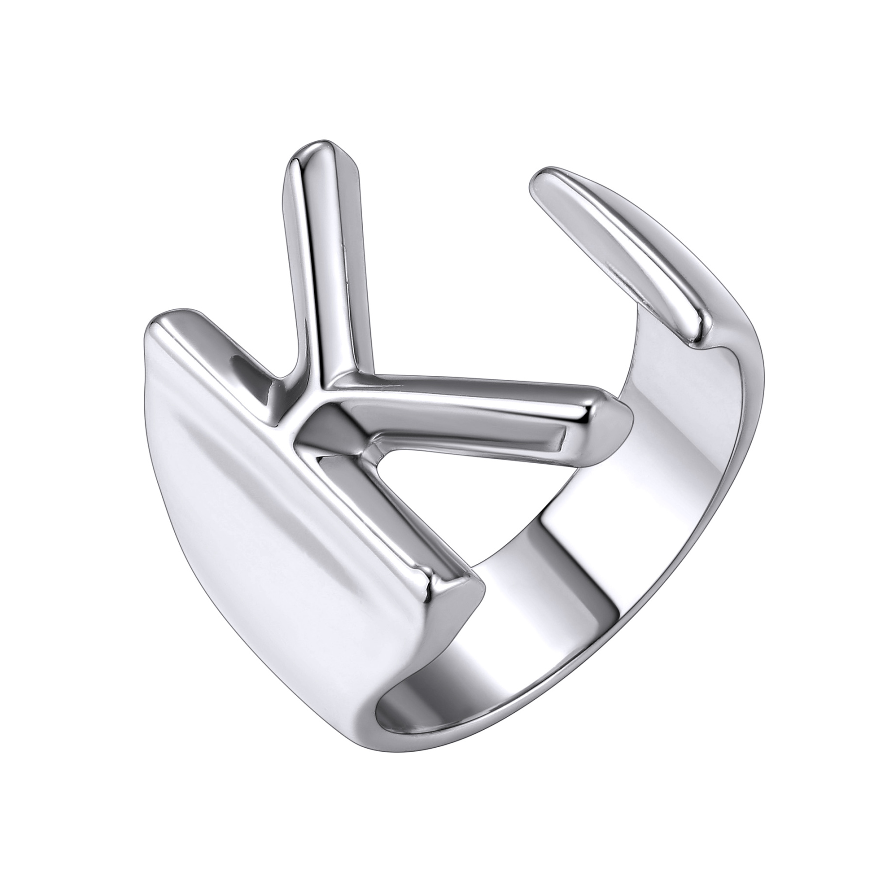 KeyStyle Gold Initial Ring for Women Alphabet Letter Ring Adjustable 14K Gold Plated Personalized Bold Statement Jewelry Stacking Ring Gifts for Her