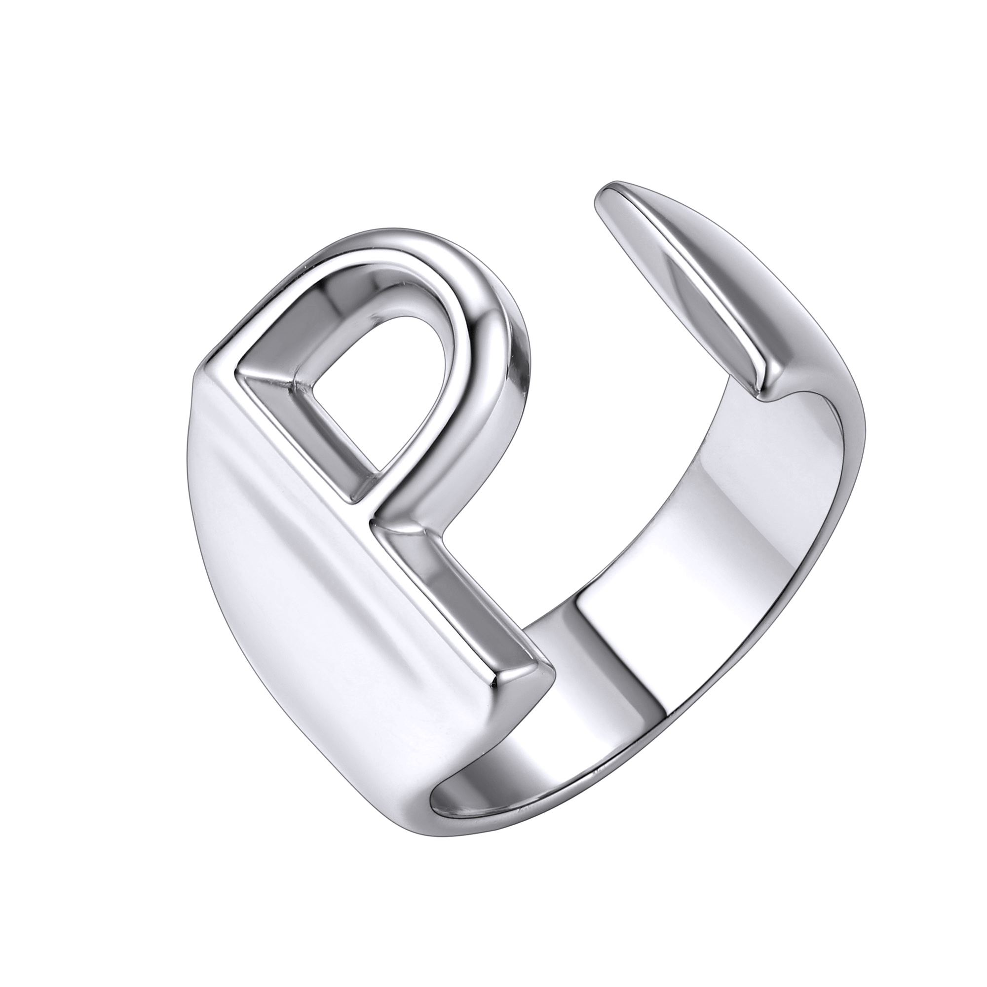 KeyStyle Gold Initial Ring for Women Alphabet Letter Ring Adjustable 14K Gold Plated Personalized Bold Statement Jewelry Stacking Ring Gifts for Her