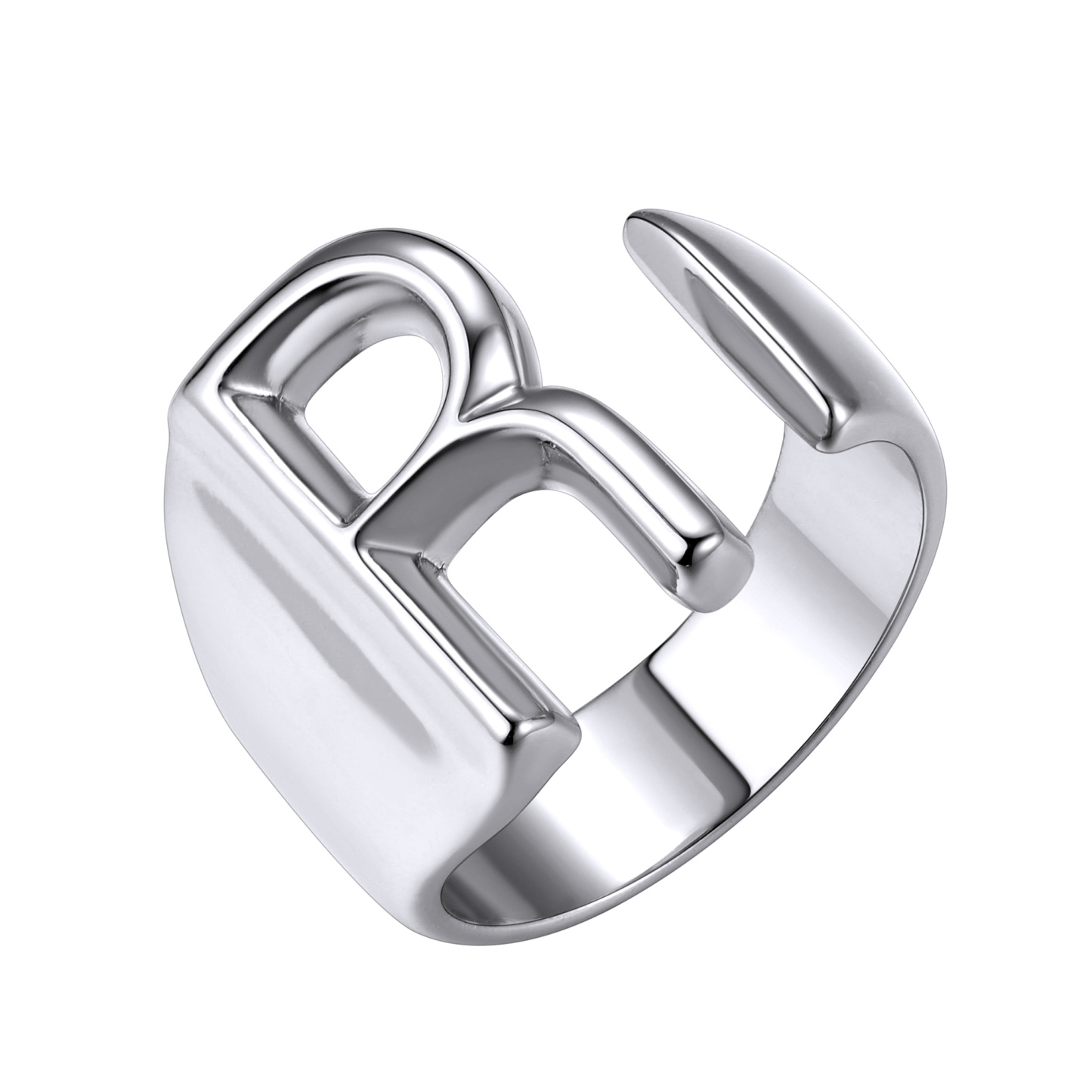 KeyStyle Gold Initial Ring for Women Alphabet Letter Ring Adjustable 14K Gold Plated Personalized Bold Statement Jewelry Stacking Ring Gifts for Her