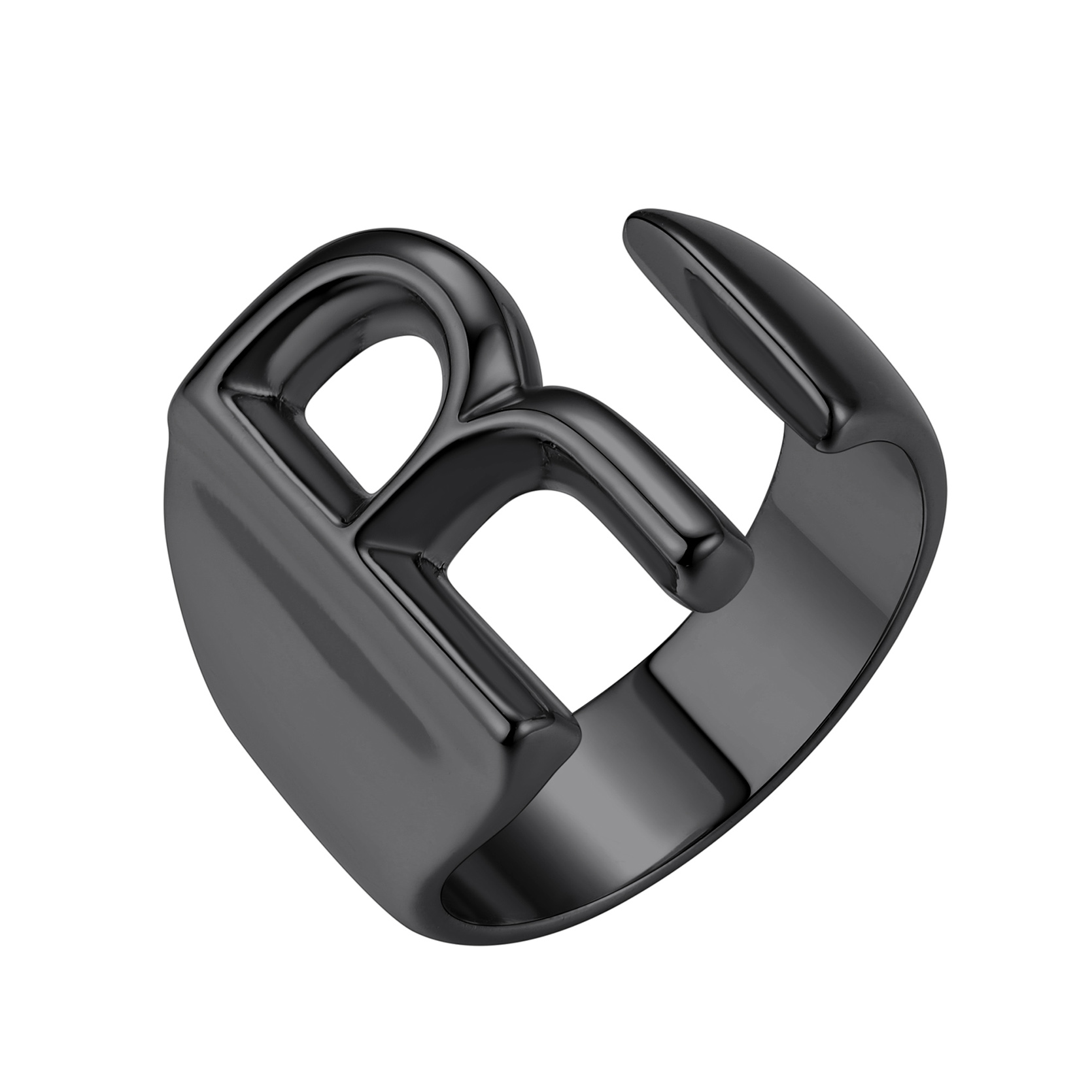 KeyStyle Gold Initial Ring for Women Alphabet Letter Ring Adjustable 14K Gold Plated Personalized Bold Statement Jewelry Stacking Ring Gifts for Her