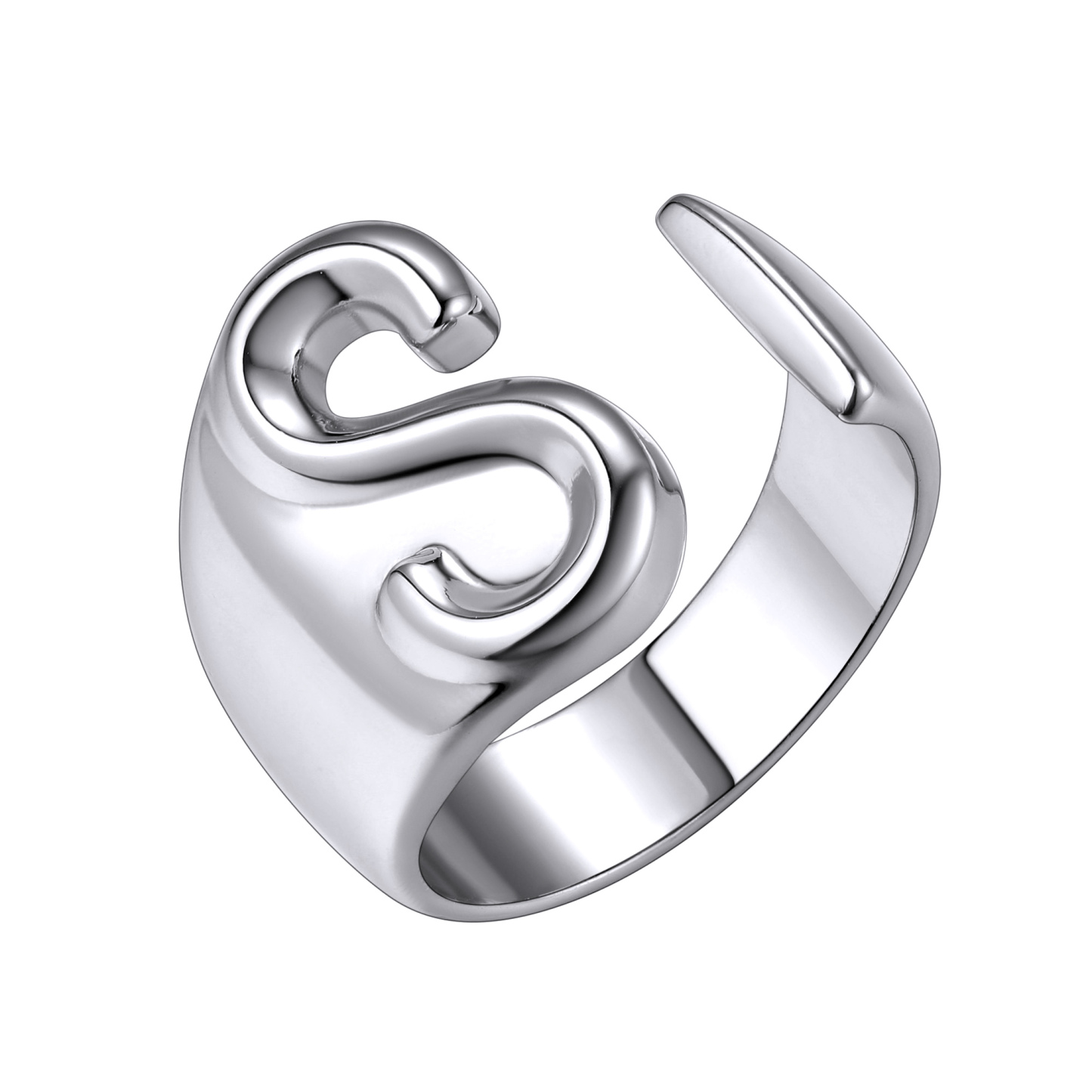 KeyStyle Gold Initial Ring for Women Alphabet Letter Ring Adjustable 14K Gold Plated Personalized Bold Statement Jewelry Stacking Ring Gifts for Her