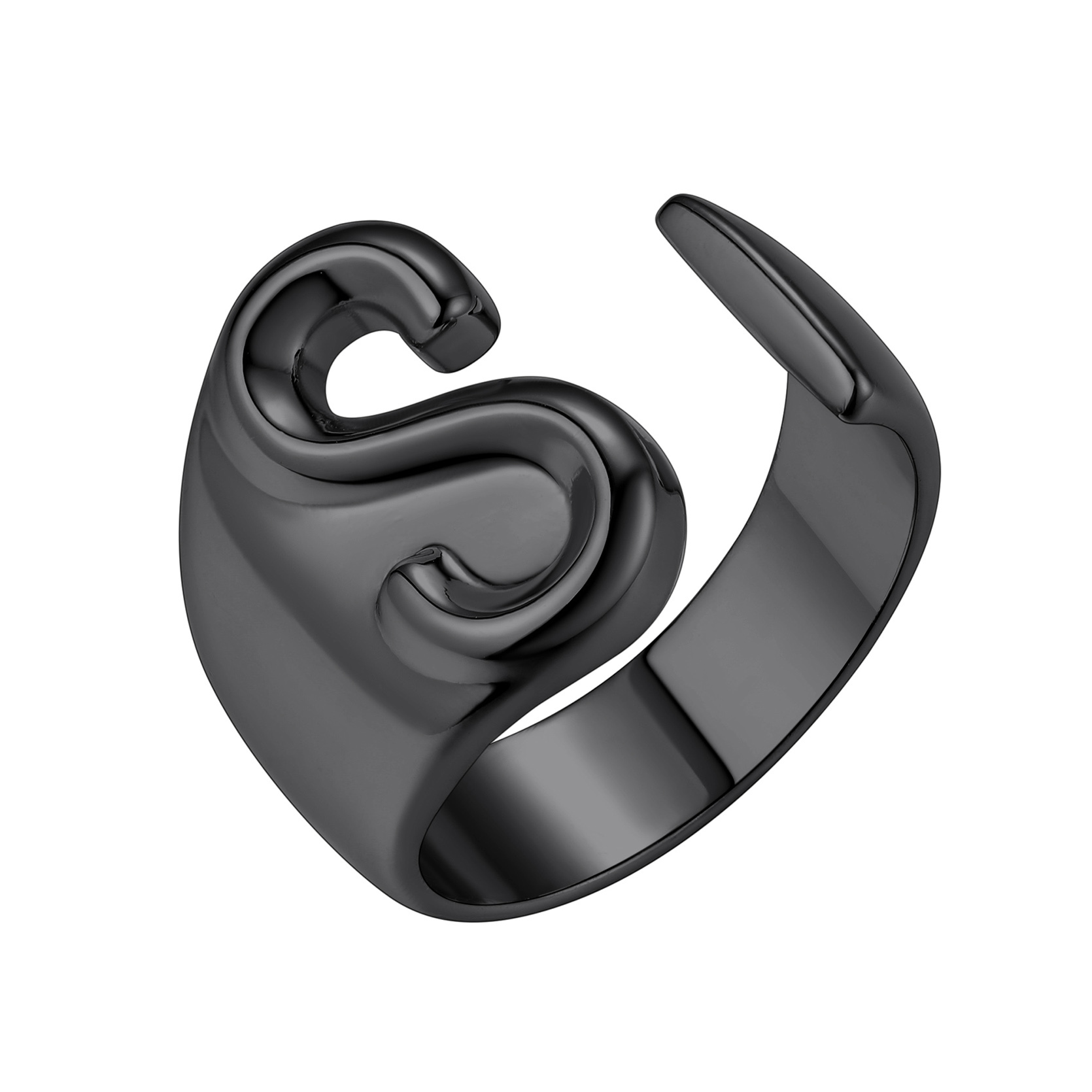 KeyStyle Gold Initial Ring for Women Alphabet Letter Ring Adjustable 14K Gold Plated Personalized Bold Statement Jewelry Stacking Ring Gifts for Her