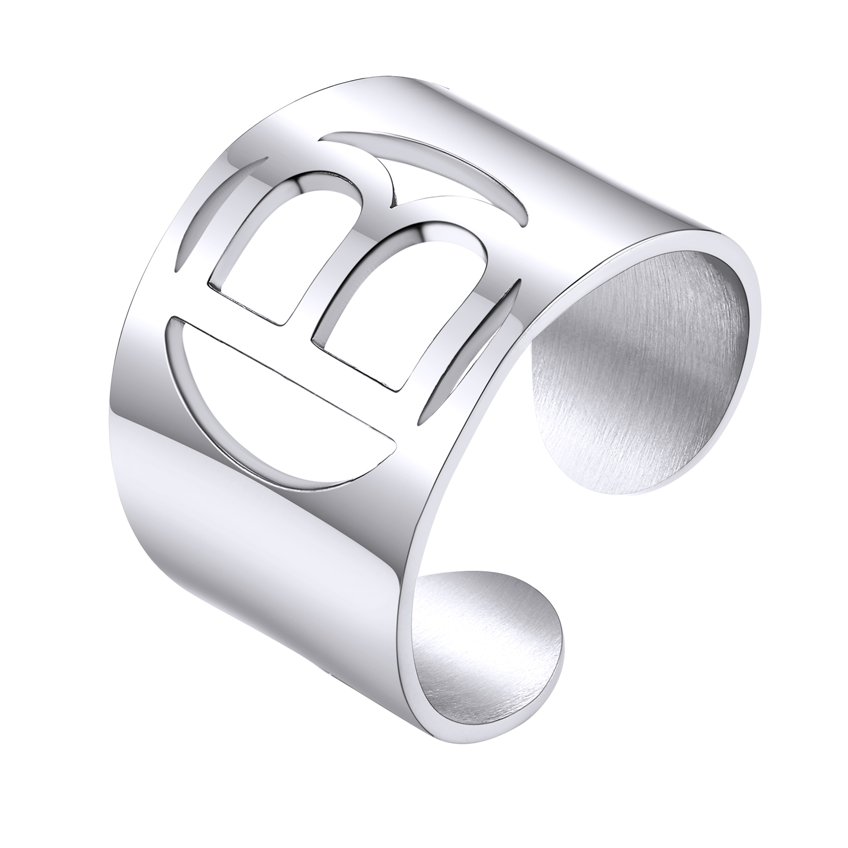 KeyStyle Gold Plated Initial Rings for Women Letter Statement Cuff Rings for Men Adjustable Jewelry Birthday Gift for Women