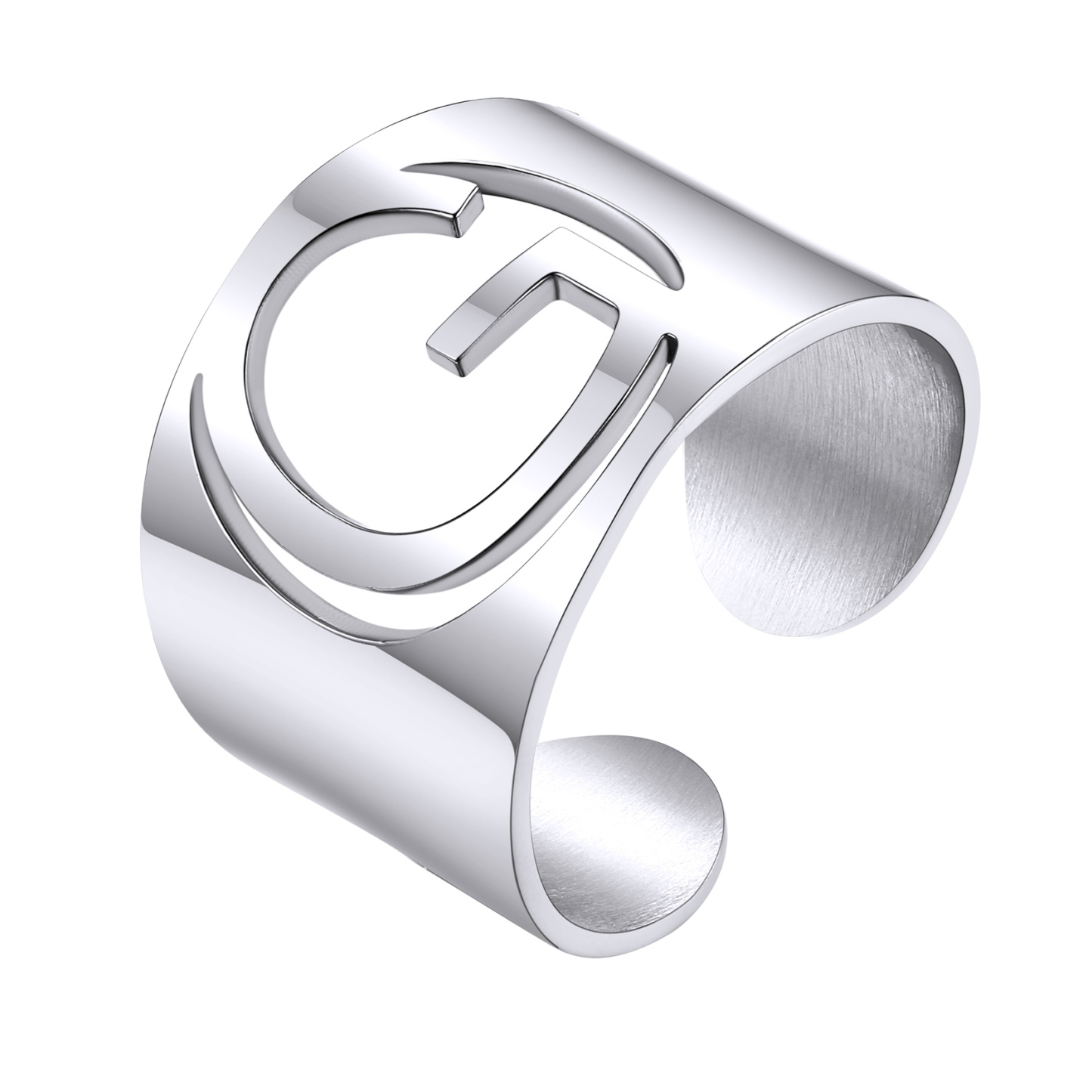 KeyStyle Gold Plated Initial Rings for Women Letter Statement Cuff Rings for Men Adjustable Jewelry Birthday Gift for Women