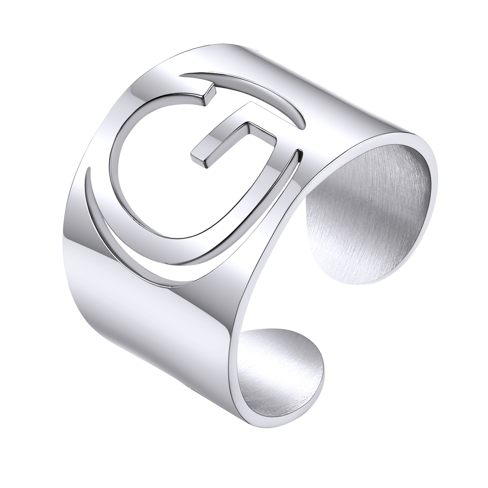 KeyStyle Gold Plated Initial Rings for Women Letter Statement Cuff Rings for Men Adjustable Jewelry Birthday Gift for Women