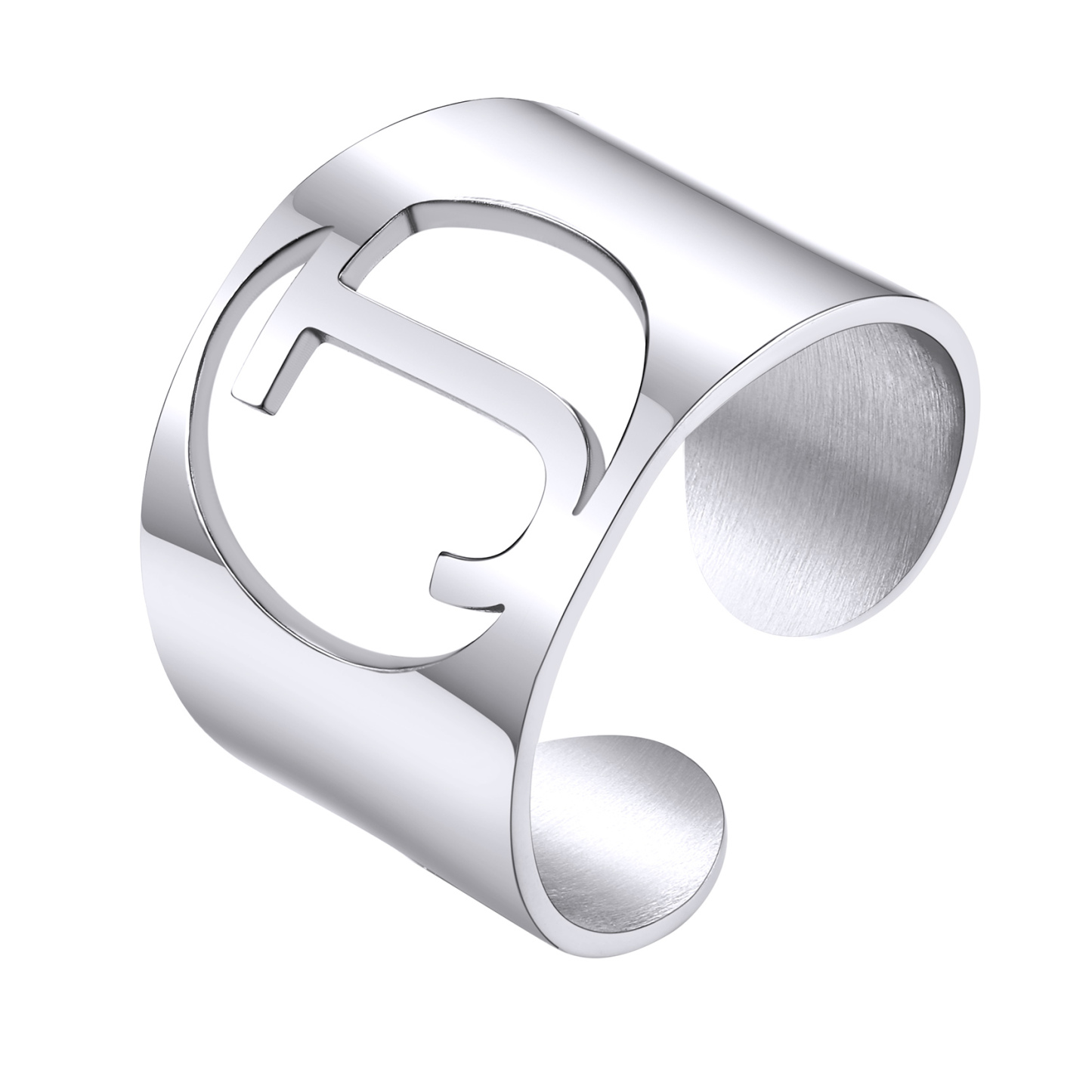 KeyStyle Gold Plated Initial Rings for Women Letter Statement Cuff Rings for Men Adjustable Jewelry Birthday Gift for Women