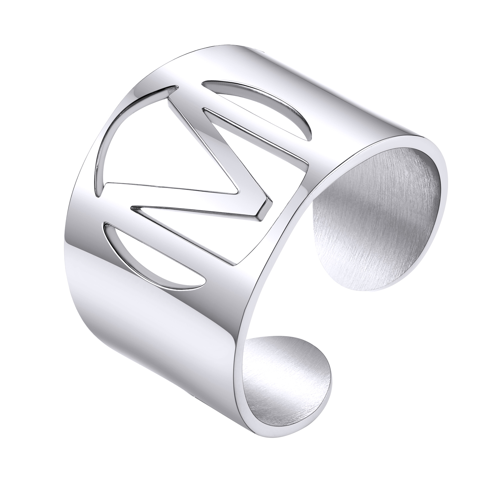 KeyStyle Gold Plated Initial Rings for Women Letter Statement Cuff Rings for Men Adjustable Jewelry Birthday Gift for Women