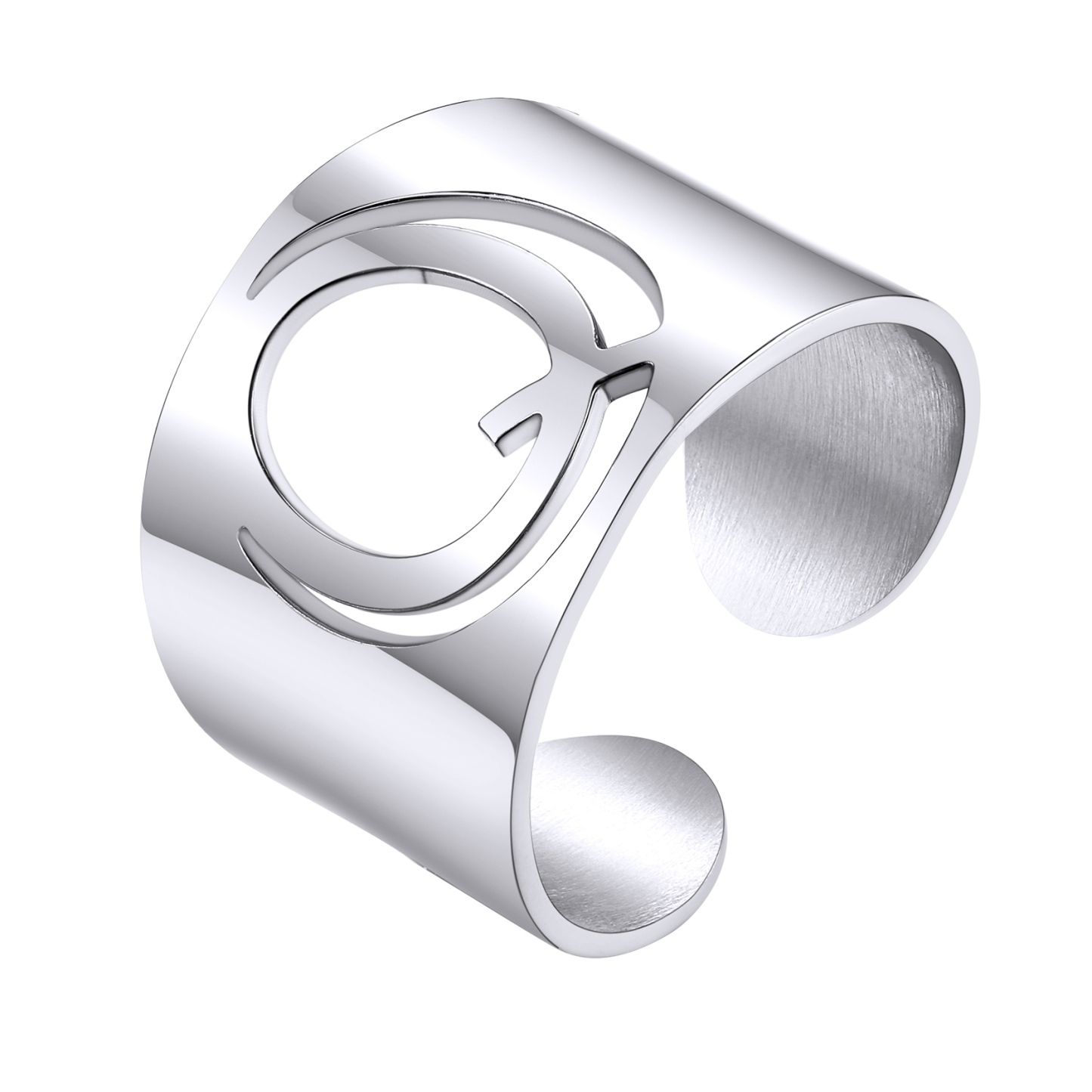 KeyStyle Gold Plated Initial Rings for Women Letter Statement Cuff Rings for Men Adjustable Jewelry Birthday Gift for Women