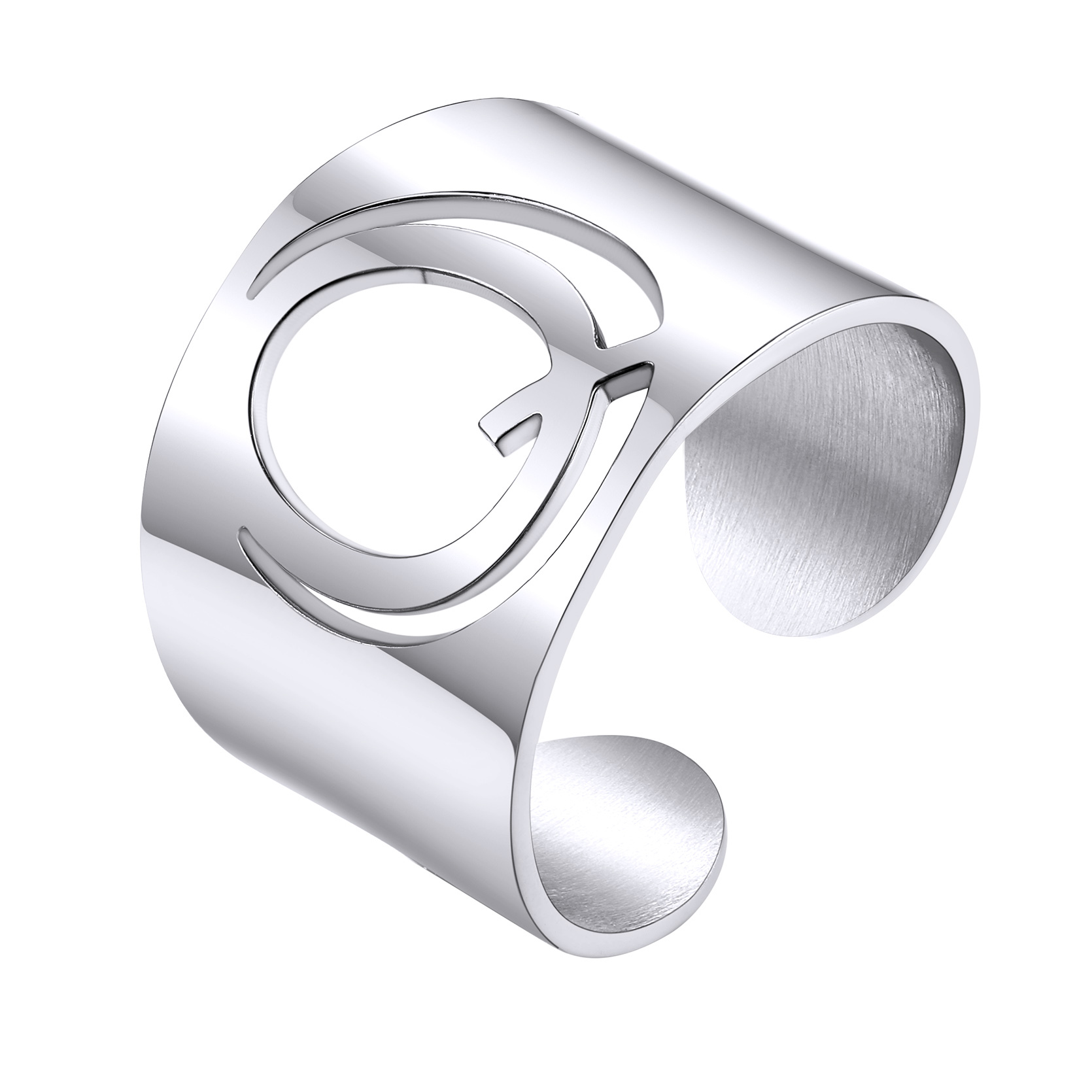 KeyStyle Gold Plated Initial Rings for Women Letter Statement Cuff Rings for Men Adjustable Jewelry Birthday Gift for Women