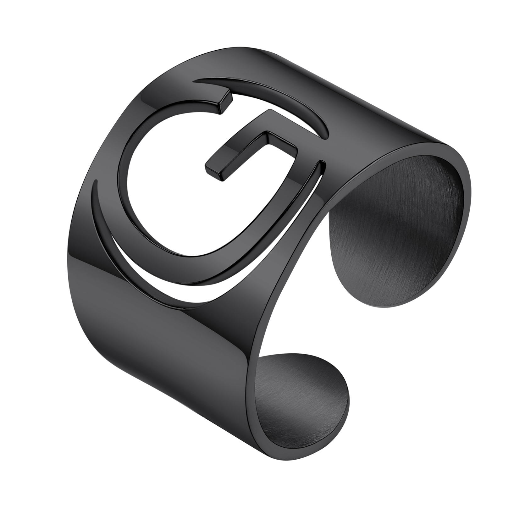 KeyStyle Gold Plated Initial Rings for Women Letter Statement Cuff Rings for Men Adjustable Jewelry Birthday Gift for Women