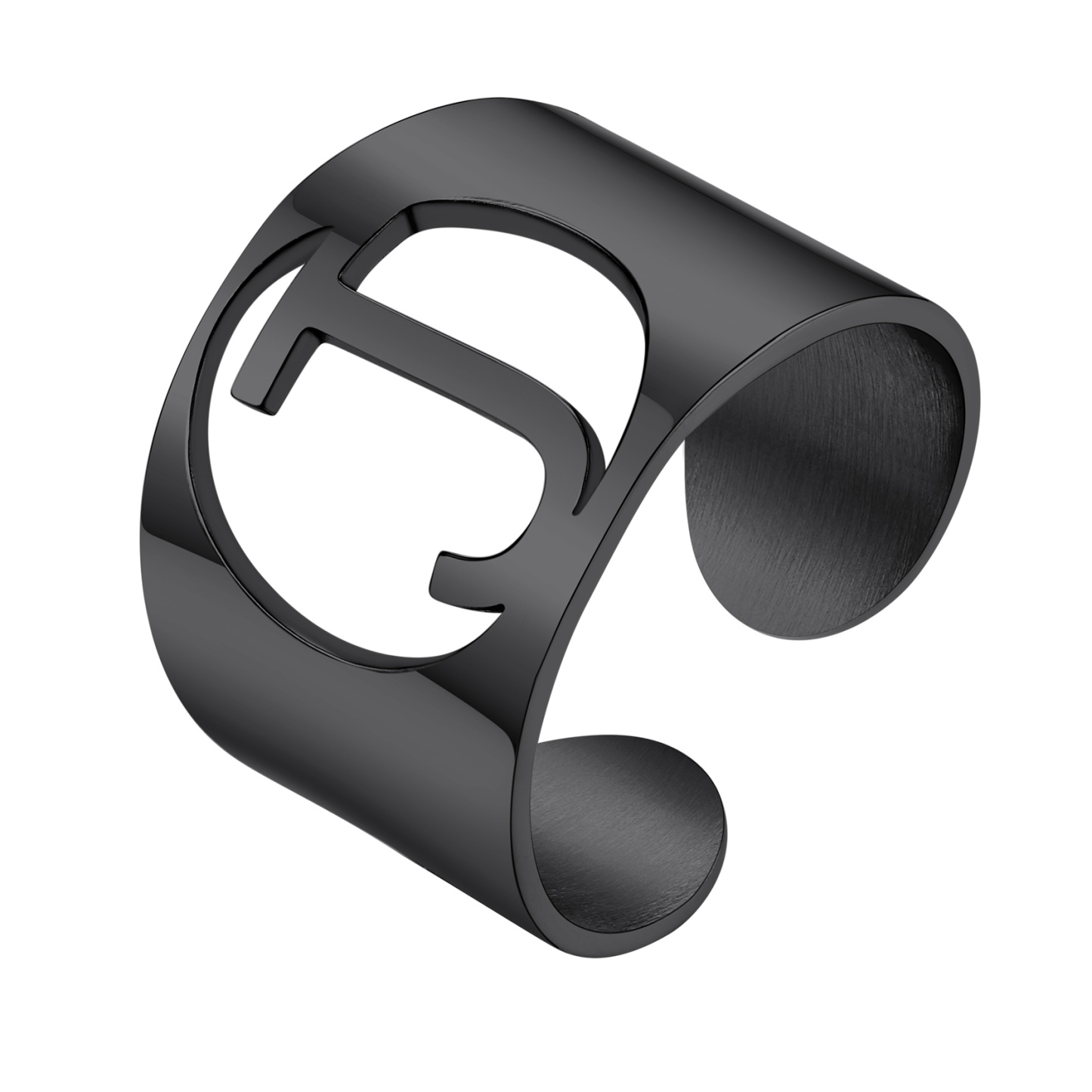 KeyStyle Gold Plated Initial Rings for Women Letter Statement Cuff Rings for Men Adjustable Jewelry Birthday Gift for Women