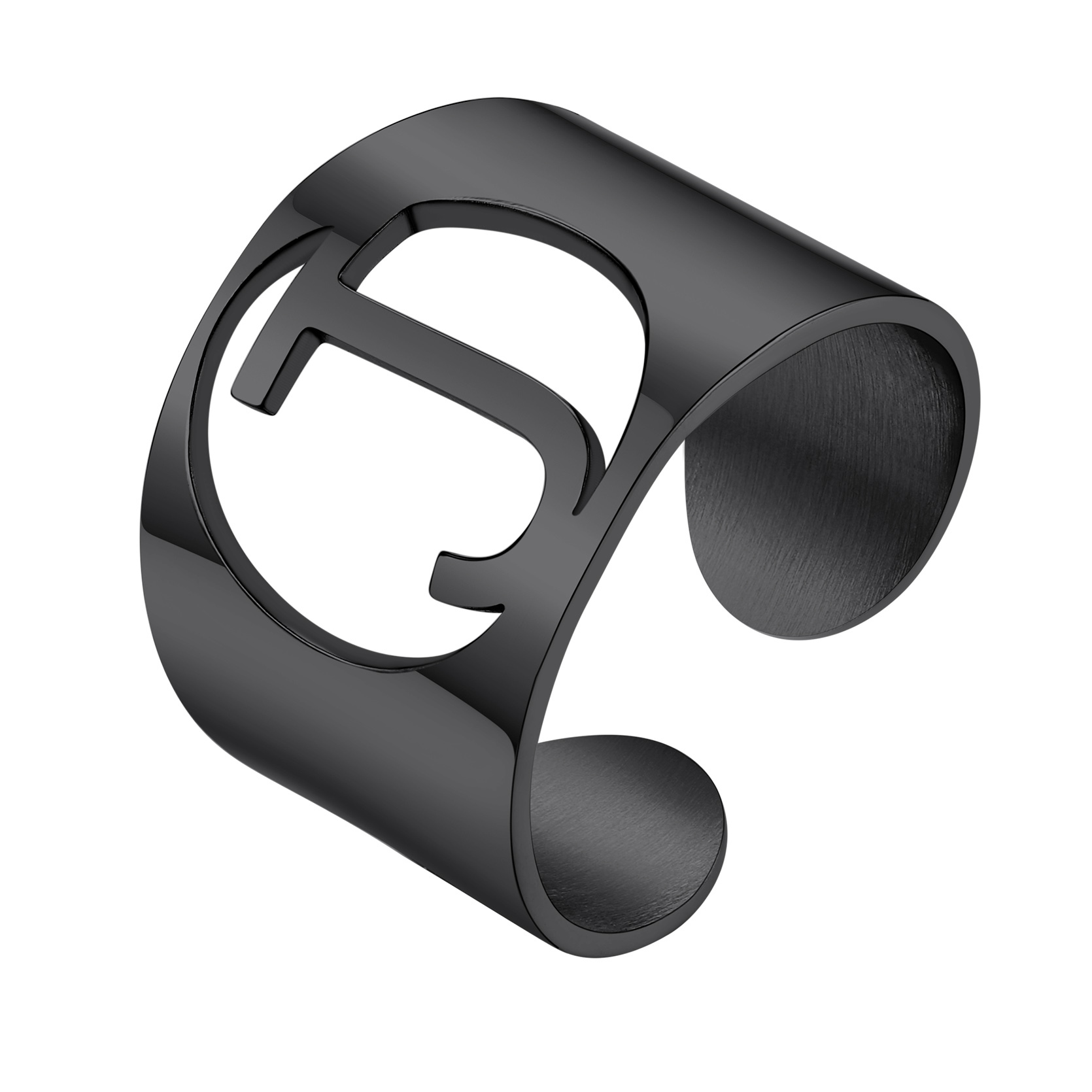 KeyStyle Gold Plated Initial Rings for Women Letter Statement Cuff Rings for Men Adjustable Jewelry Birthday Gift for Women