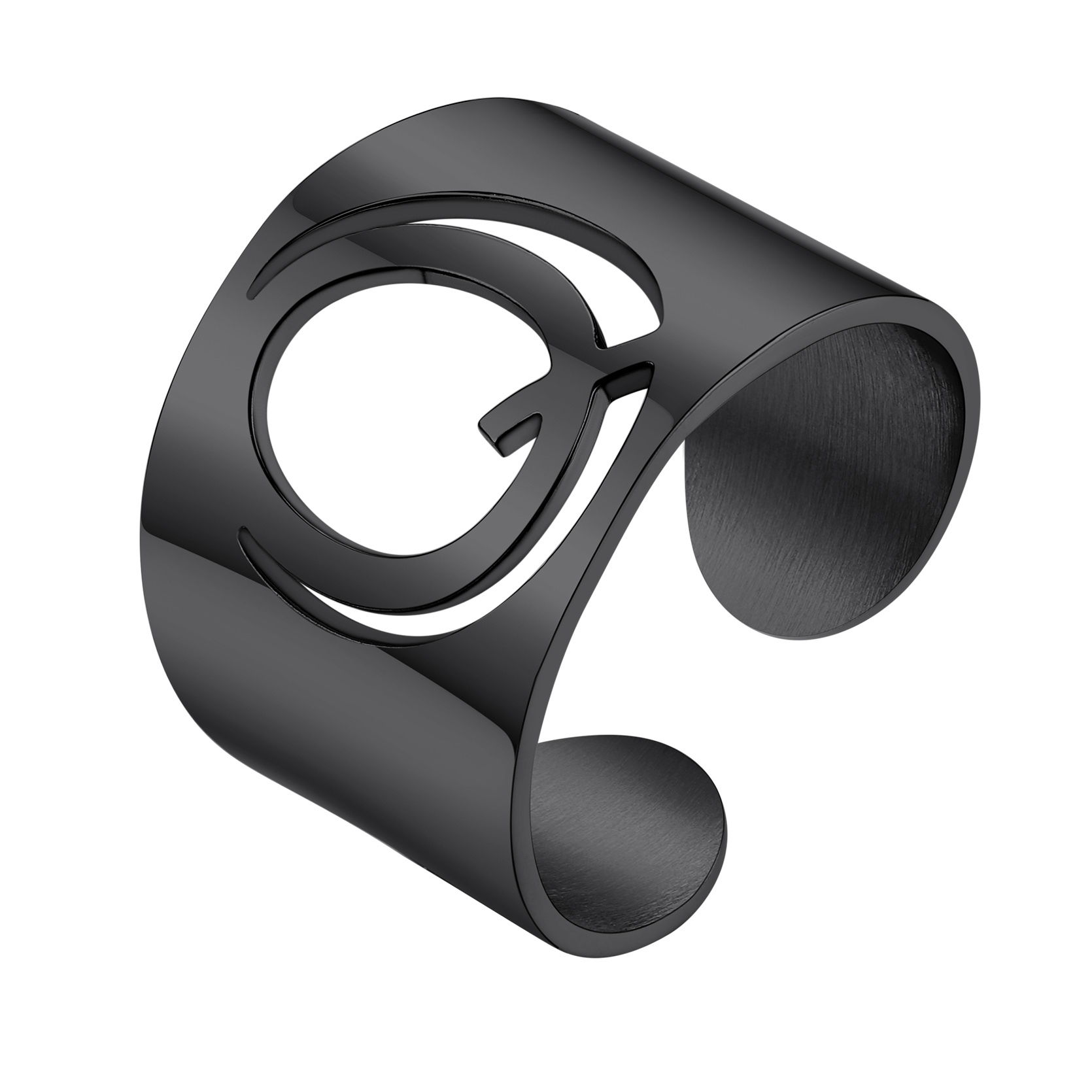 KeyStyle Gold Plated Initial Rings for Women Letter Statement Cuff Rings for Men Adjustable Jewelry Birthday Gift for Women