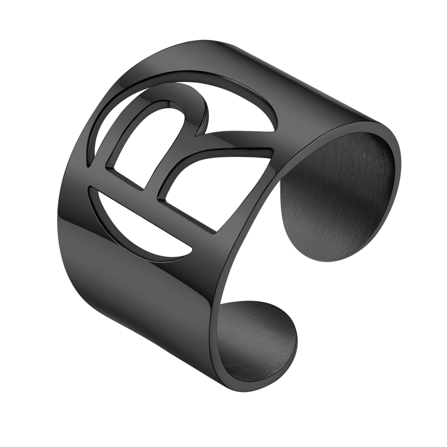 KeyStyle Gold Plated Initial Rings for Women Letter Statement Cuff Rings for Men Adjustable Jewelry Birthday Gift for Women