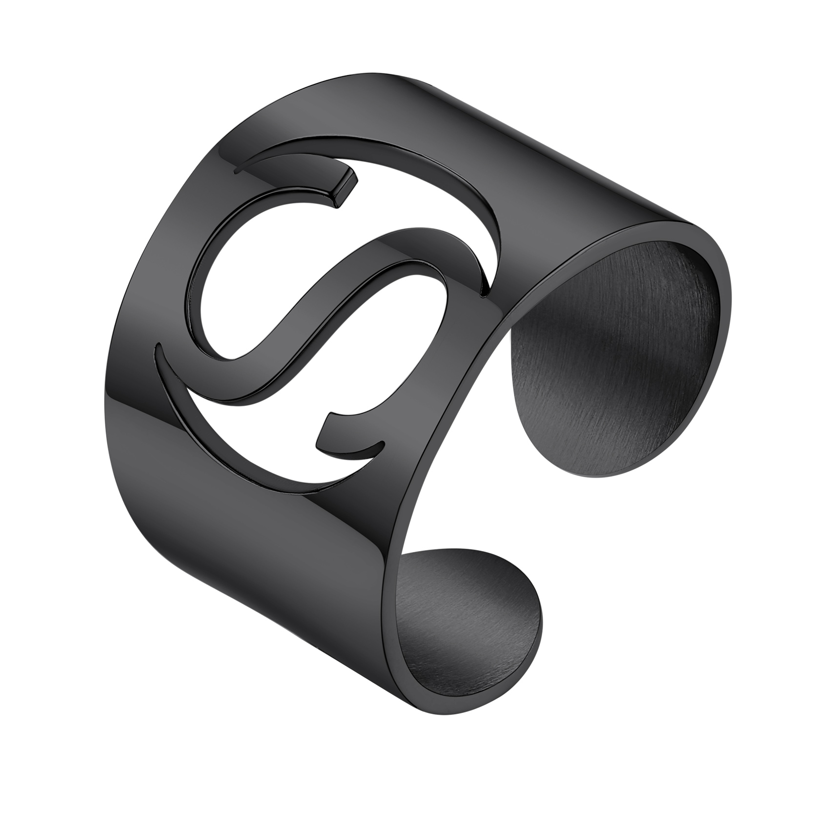 KeyStyle Gold Plated Initial Rings for Women Letter Statement Cuff Rings for Men Adjustable Jewelry Birthday Gift for Women