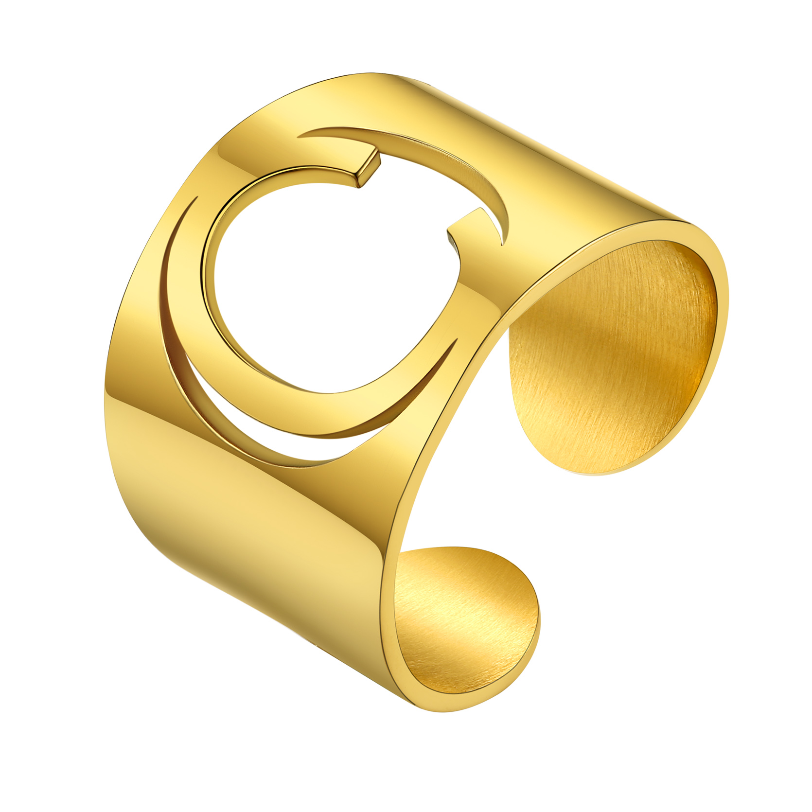 KeyStyle Gold Plated Initial Rings for Women Letter Statement Cuff Rings for Men Adjustable Jewelry Birthday Gift for Women