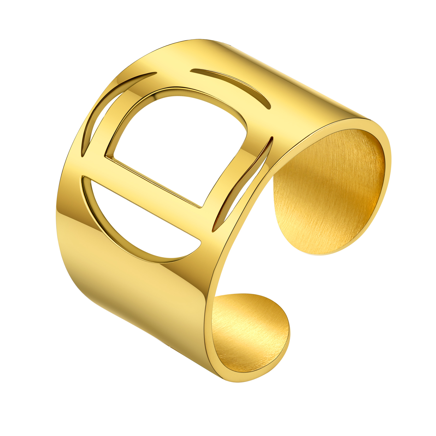 KeyStyle Gold Plated Initial Rings for Women Letter Statement Cuff Rings for Men Adjustable Jewelry Birthday Gift for Women