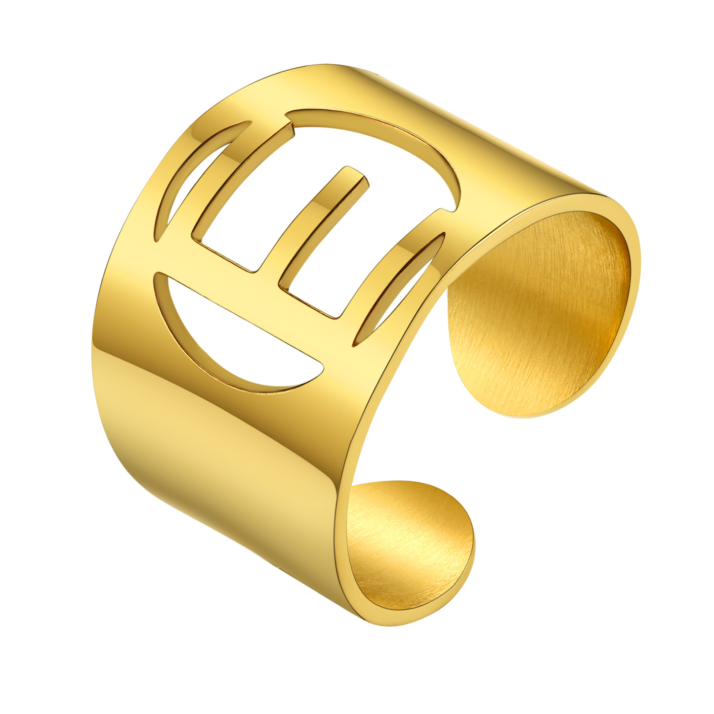 KeyStyle Gold Plated Initial Rings for Women Letter Statement Cuff Rings for Men Adjustable Jewelry Birthday Gift for Women