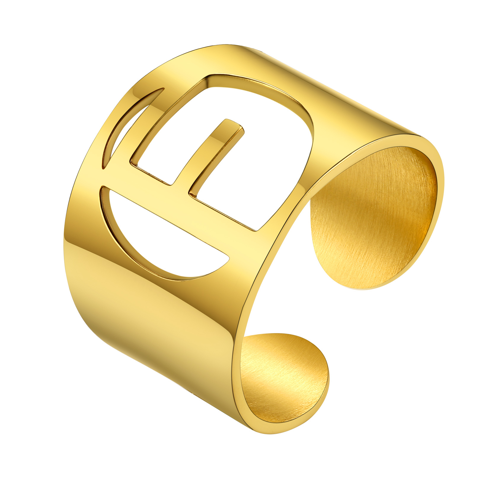 KeyStyle Gold Plated Initial Rings for Women Letter Statement Cuff Rings for Men Adjustable Jewelry Birthday Gift for Women