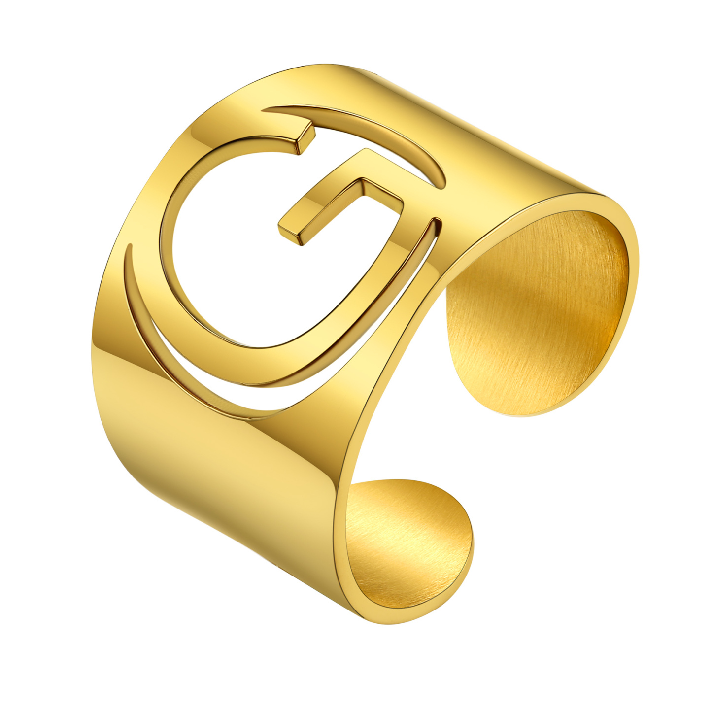 KeyStyle Gold Plated Initial Rings for Women Letter Statement Cuff Rings for Men Adjustable Jewelry Birthday Gift for Women