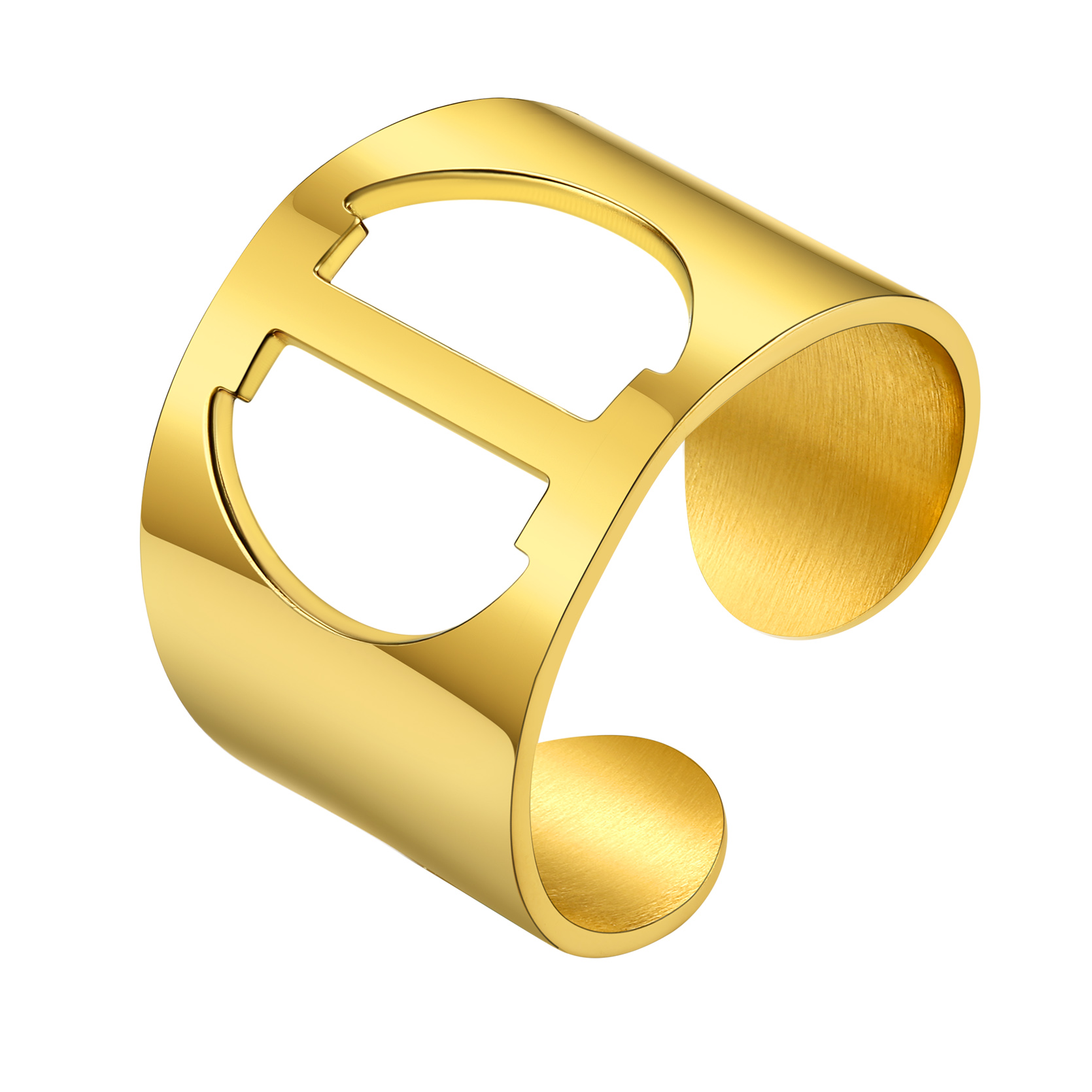 KeyStyle Gold Plated Initial Rings for Women Letter Statement Cuff Rings for Men Adjustable Jewelry Birthday Gift for Women