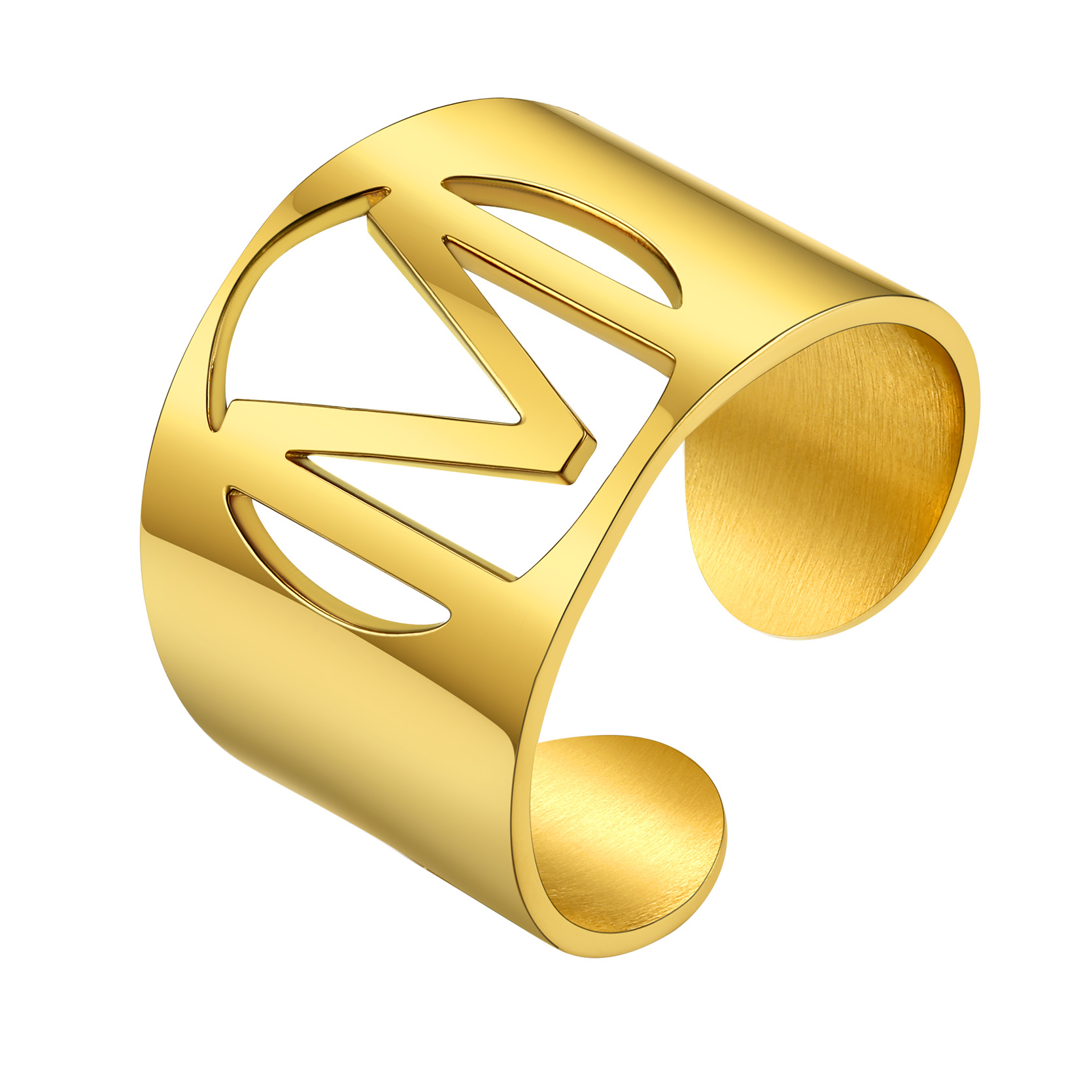KeyStyle Gold Plated Initial Rings for Women Letter Statement Cuff Rings for Men Adjustable Jewelry Birthday Gift for Women