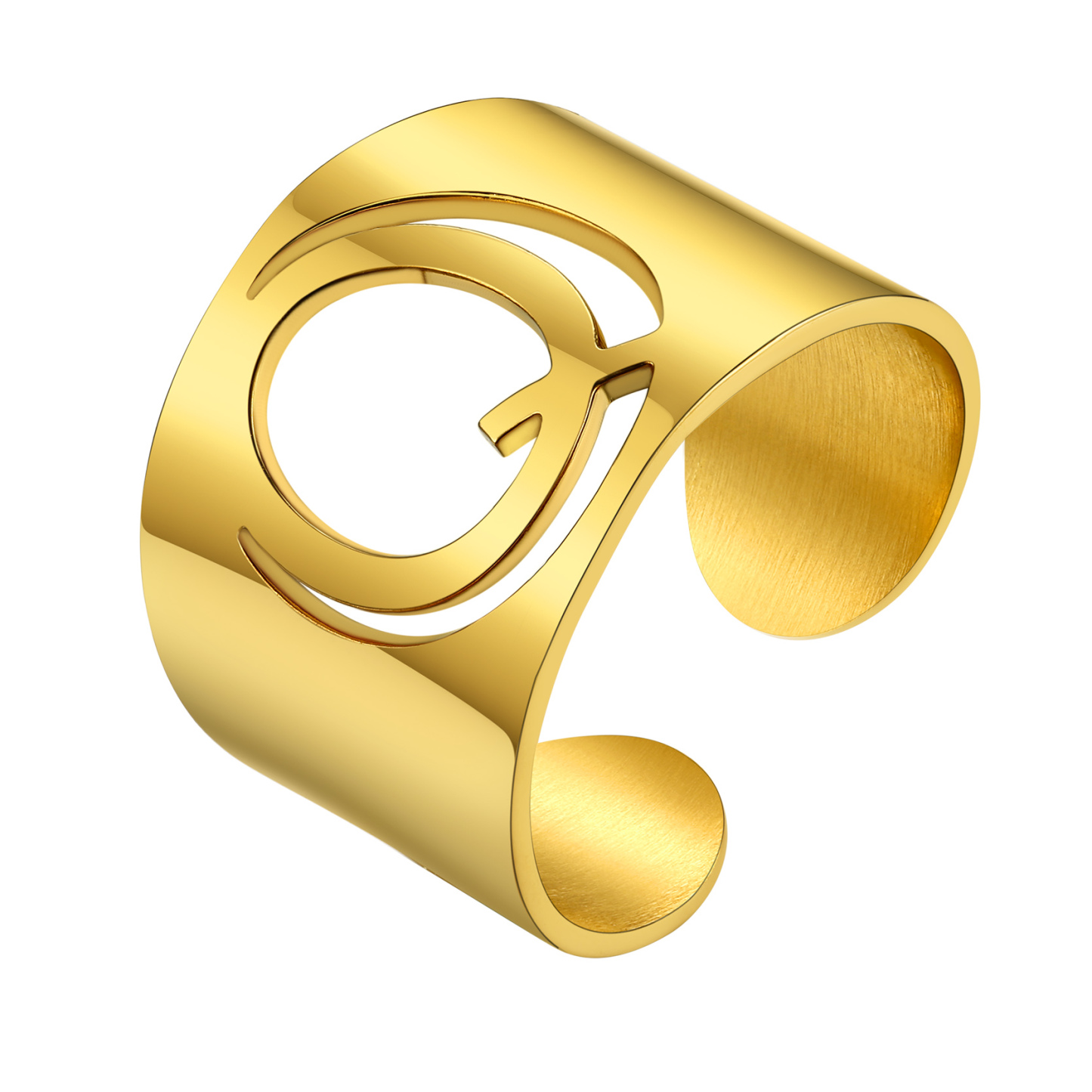 KeyStyle Gold Plated Initial Rings for Women Letter Statement Cuff Rings for Men Adjustable Jewelry Birthday Gift for Women