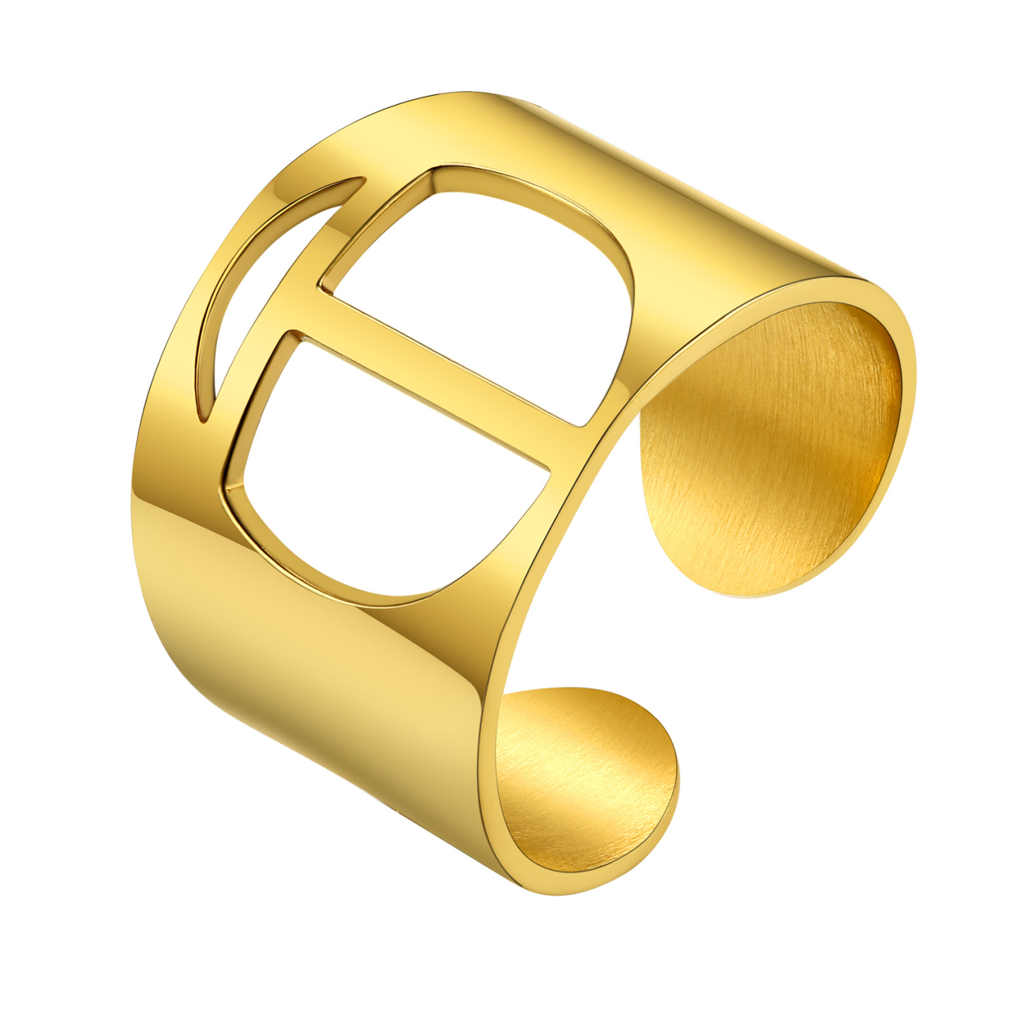 KeyStyle Gold Plated Initial Rings for Women Letter Statement Cuff Rings for Men Adjustable Jewelry Birthday Gift for Women