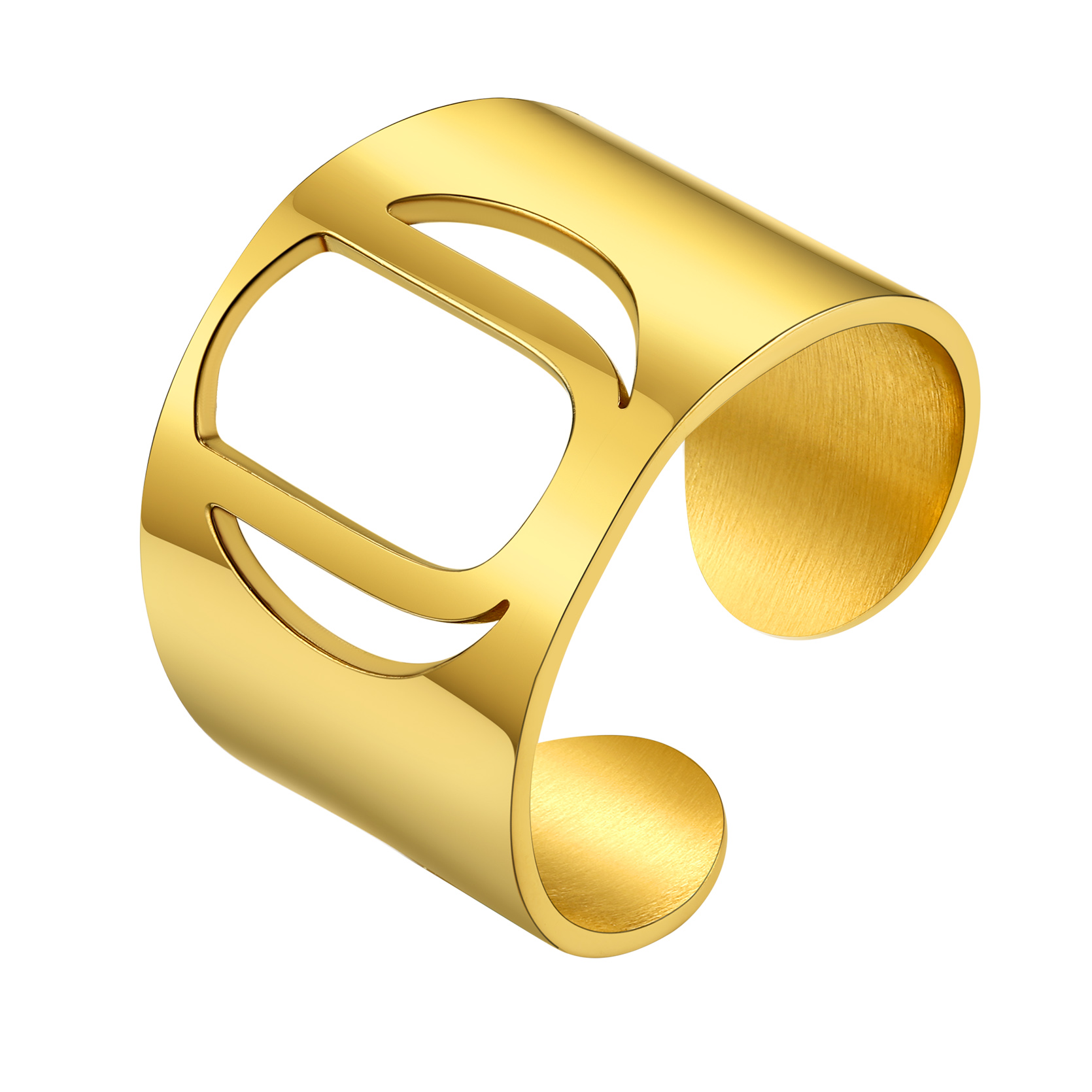 KeyStyle Gold Plated Initial Rings for Women Letter Statement Cuff Rings for Men Adjustable Jewelry Birthday Gift for Women