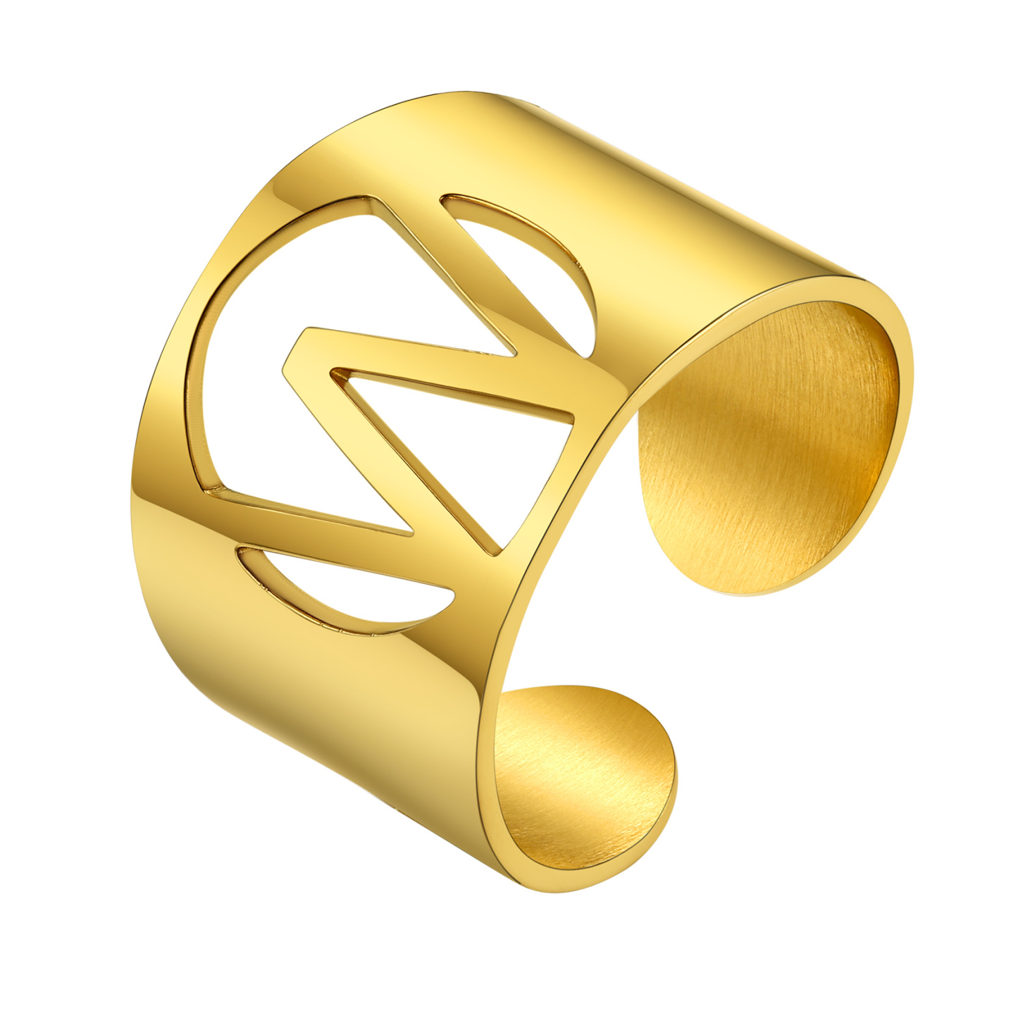 KeyStyle Gold Plated Initial Rings for Women Letter Statement Cuff Rings for Men Adjustable Jewelry Birthday Gift for Women