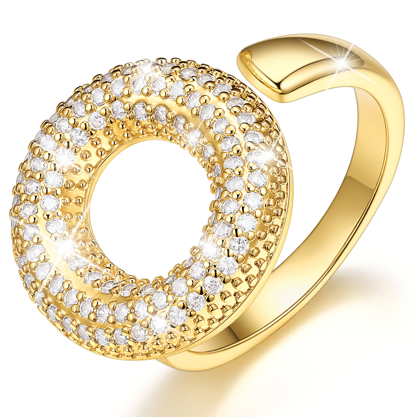 KeyStyle Initial Rings for Women, 14K Gold Plated Bubble Alphabet Letter Rings, Adjustable Statement Ring Personalized Jewelry Birthday Valentine Gift for Wife