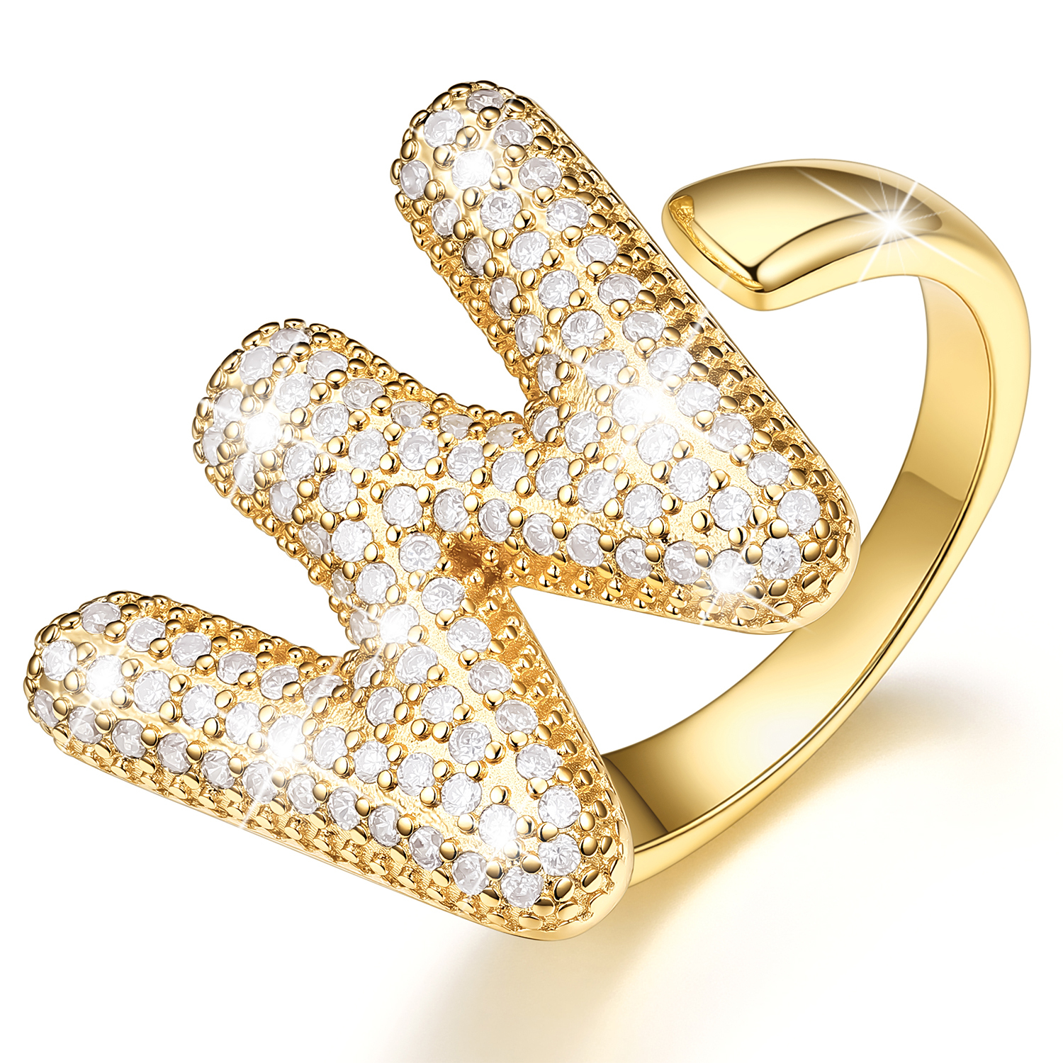 KeyStyle Initial Rings for Women, 14K Gold Plated Bubble Alphabet Letter Rings, Adjustable Statement Ring Personalized Jewelry Birthday Valentine Gift for Wife